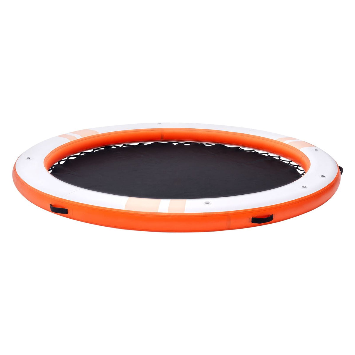 Inflatable Floating Dock, ø8FT Inflatable Dock Platform with ø5FT Trampoline Mesh Pool, Non-Slip Floating Platform Water Mat with Portable Bag & Detachable Ladder for Pool Beach Relaxation