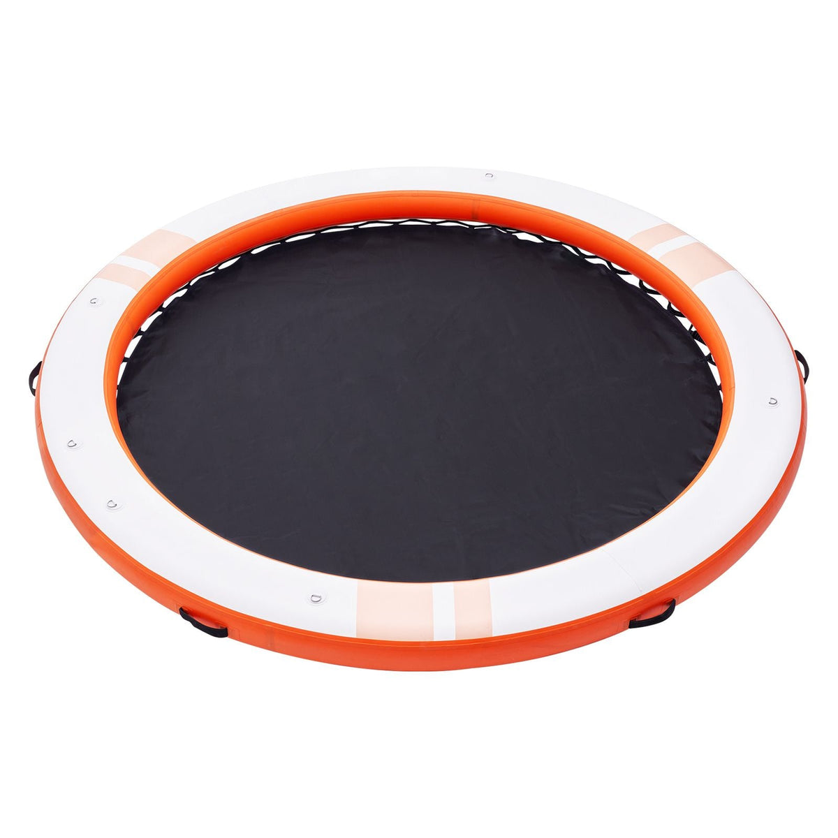 Inflatable Floating Dock, ø8FT Inflatable Dock Platform with ø5FT Trampoline Mesh Pool, Non-Slip Floating Platform Water Mat with Portable Bag & Detachable Ladder for Pool Beach Relaxation