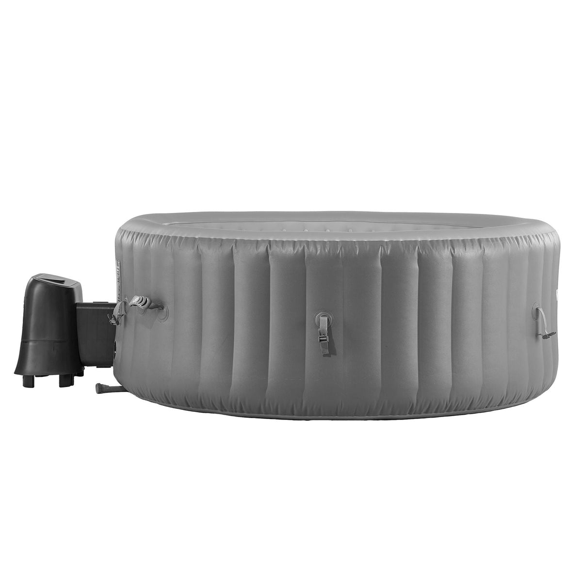Inflatable Hot Tub, 4 to 6 Person Capacity, 81.9 x 26in Round Portable Outdoor Spa, with 130 Soothing Jets, Headrest, LED Light, Cover, Multi-function Control Panel, PVC Outdoor Hot Tub, Grey