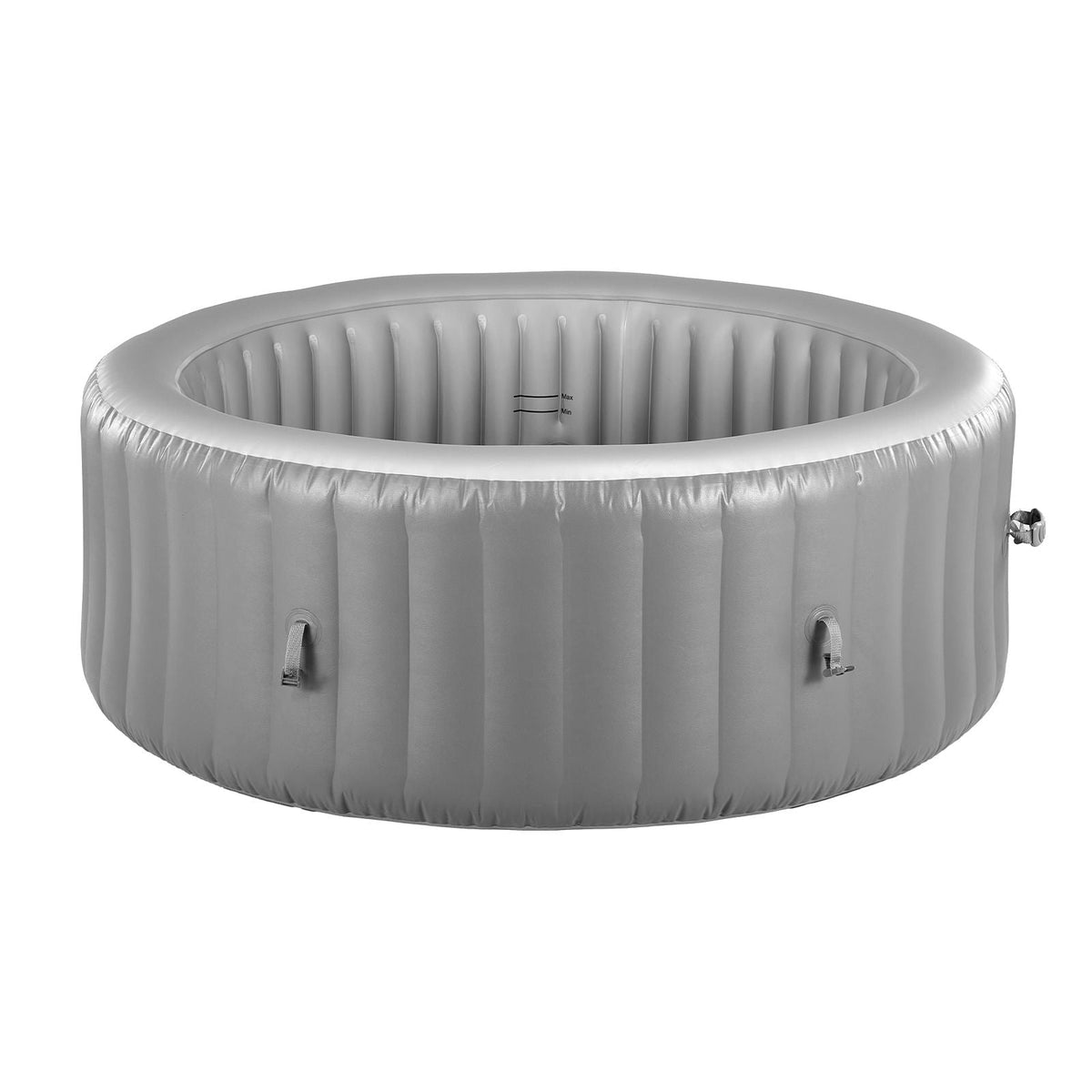 Inflatable Hot Tub, 4 to 6 Person Capacity, 81.9 x 26in Round Portable Outdoor Spa, with 130 Soothing Jets, Headrest, LED Light, Cover, Multi-function Control Panel, PVC Outdoor Hot Tub, Grey