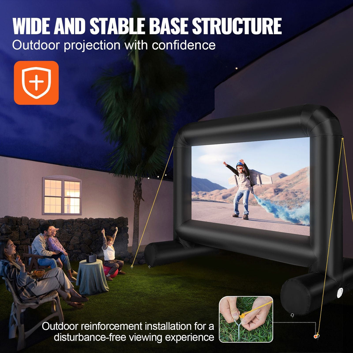 Inflatable Movie Screen, 14 FT Inflatable Projector Screen for Outside with Blower and Carrying Bag, Front/Rear Projection, Oxford Fabric Blow Up Screen for Outdoor Parties Backyard Movie Night