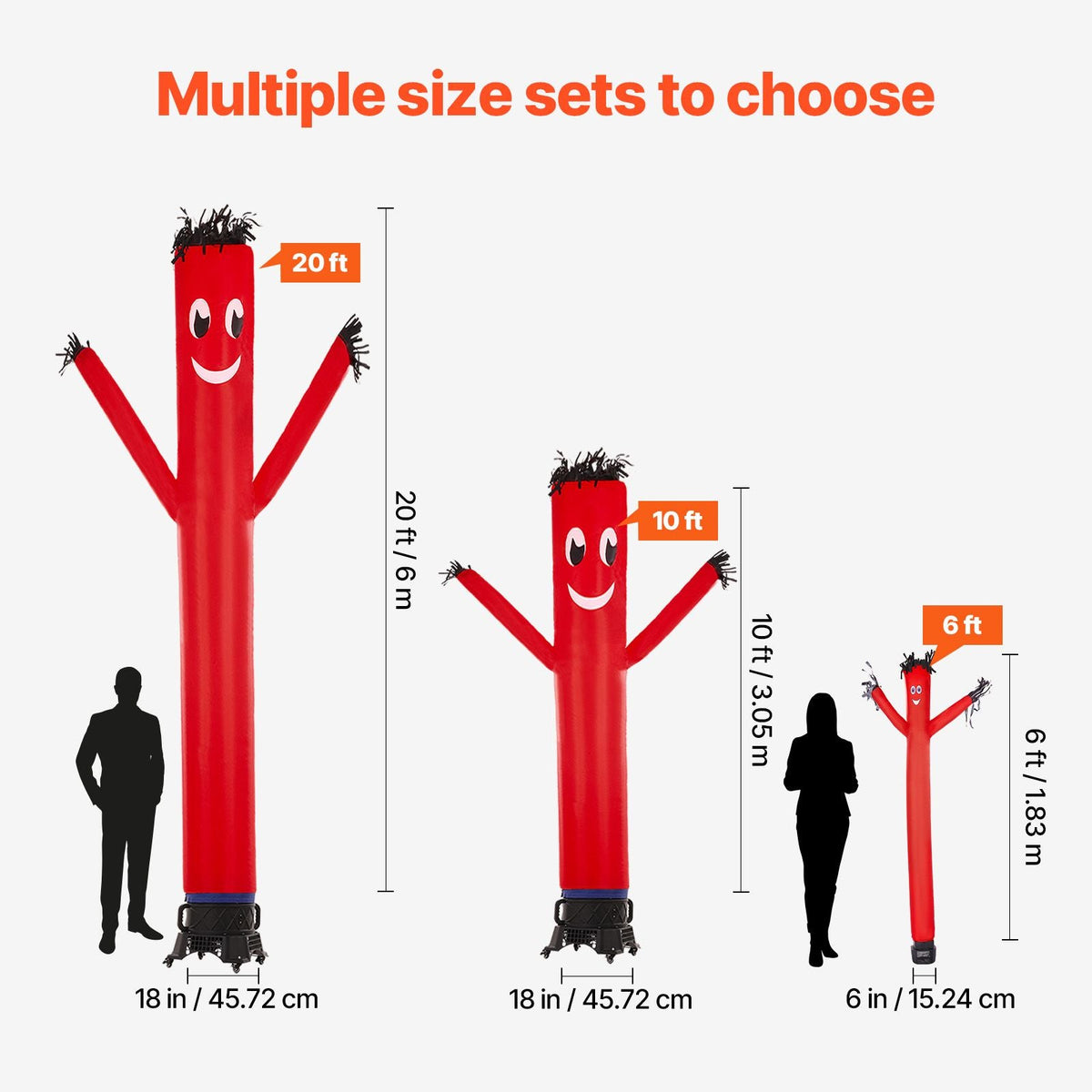 Inflatable Tube Man Set, 6 ft Tall, Wacky Waving Inflatable Dancing Tube Guy with 1/15 HP Blower, PP Shell IPX3 Waterproof Blower Fan, for Outdoor Advertising Business Store Party