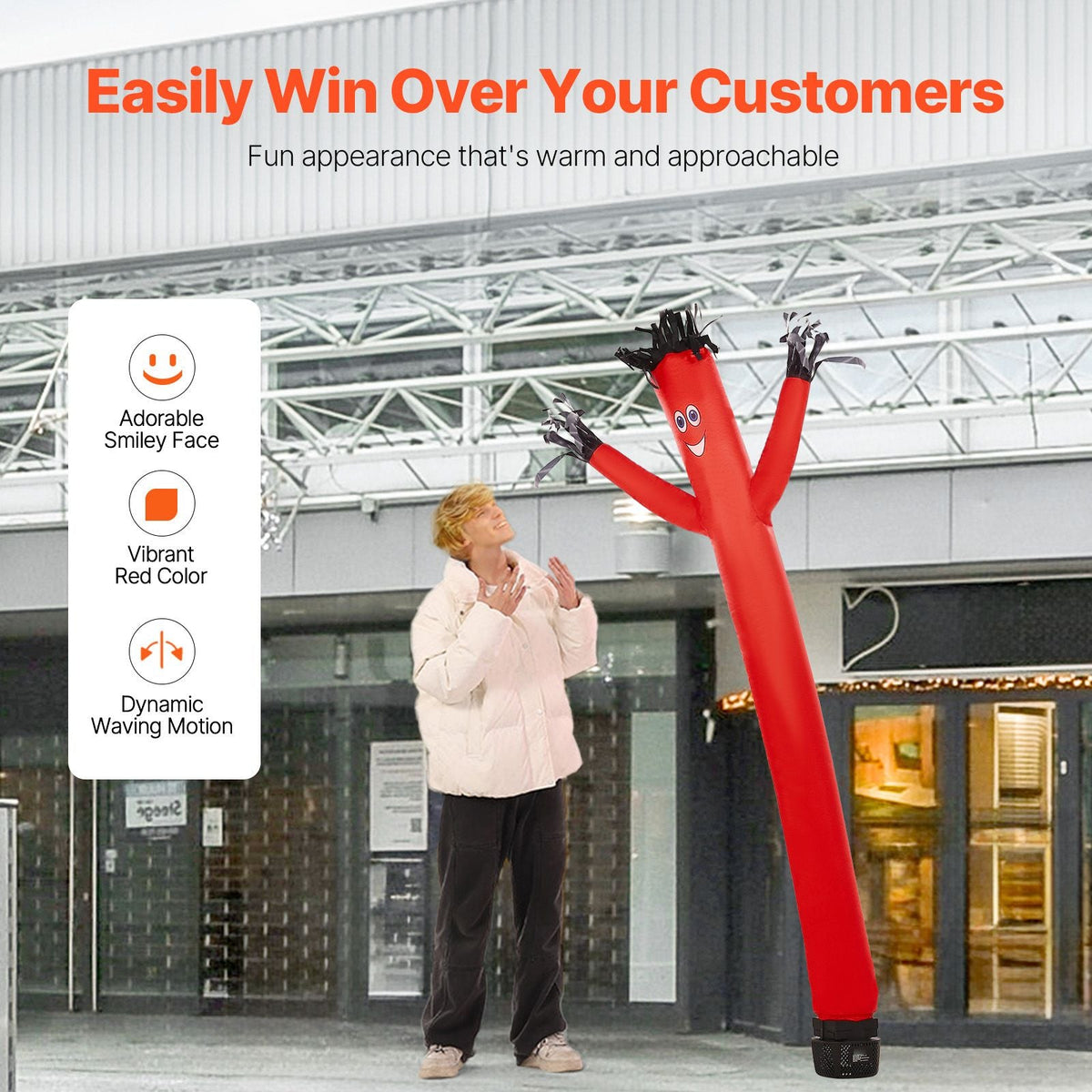 Inflatable Tube Man Set, 6 ft Tall, Wacky Waving Inflatable Dancing Tube Guy with 1/15 HP Blower, PP Shell IPX3 Waterproof Blower Fan, for Outdoor Advertising Business Store Party