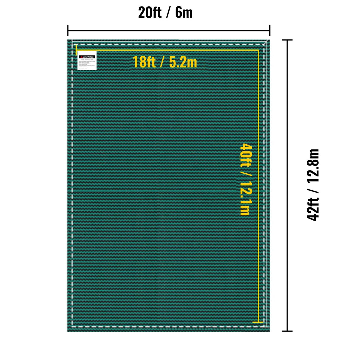 Inground Pool Safety Cover, 20 ft x 42 ft Rectangular Winter Pool Cover, Triple Stitched, High Strength Mesh PP Material with Good Rain Permeability, Installation Hardware Included, Green