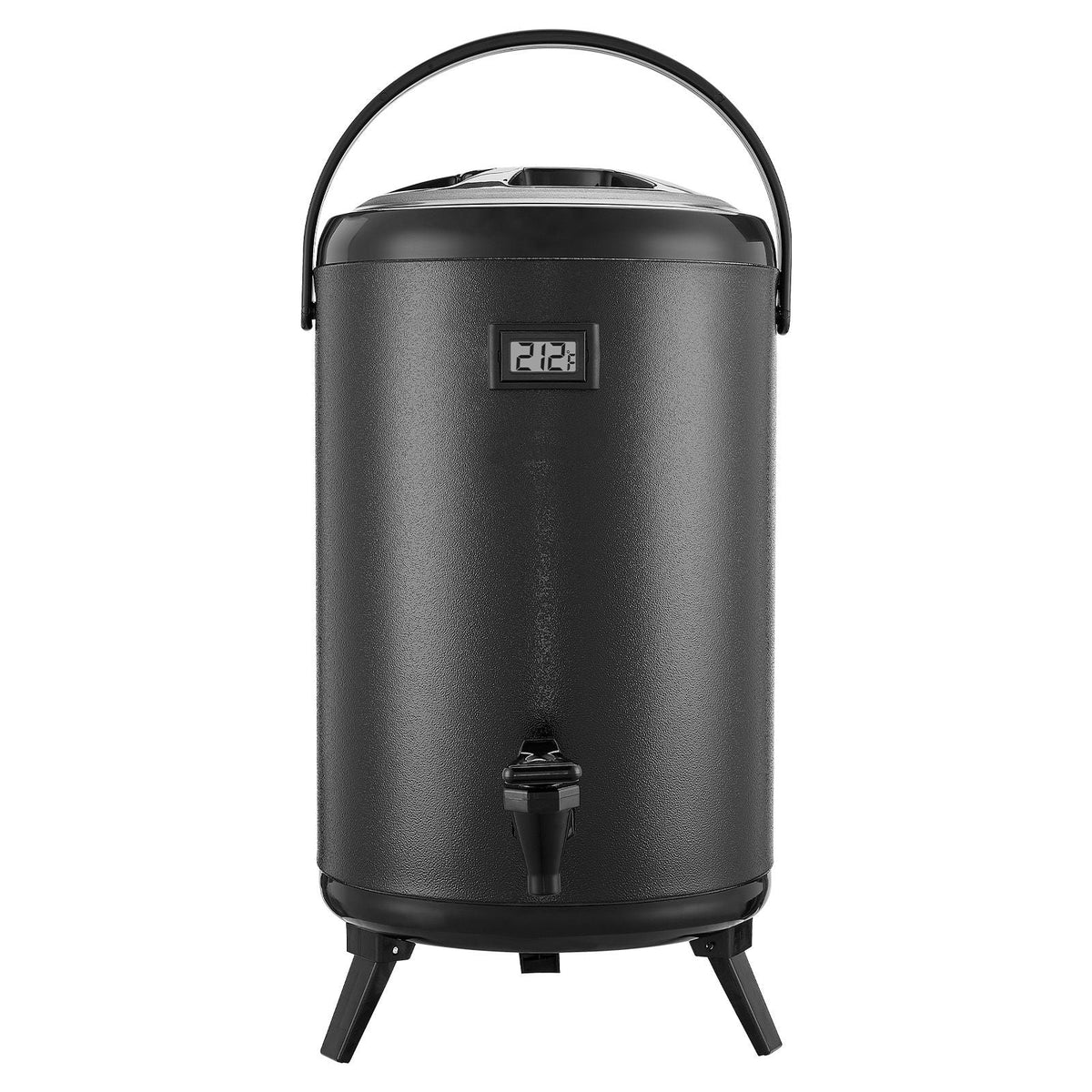 Insulated Beverage Dispenser, 3.2 Gal/12L Stainless Steel Thermal Drink Server with Spigot & Temp Display, Suitable for Hot and Cold Drinks, for Tea Coffee Water in Cafes & Restaurants, Black