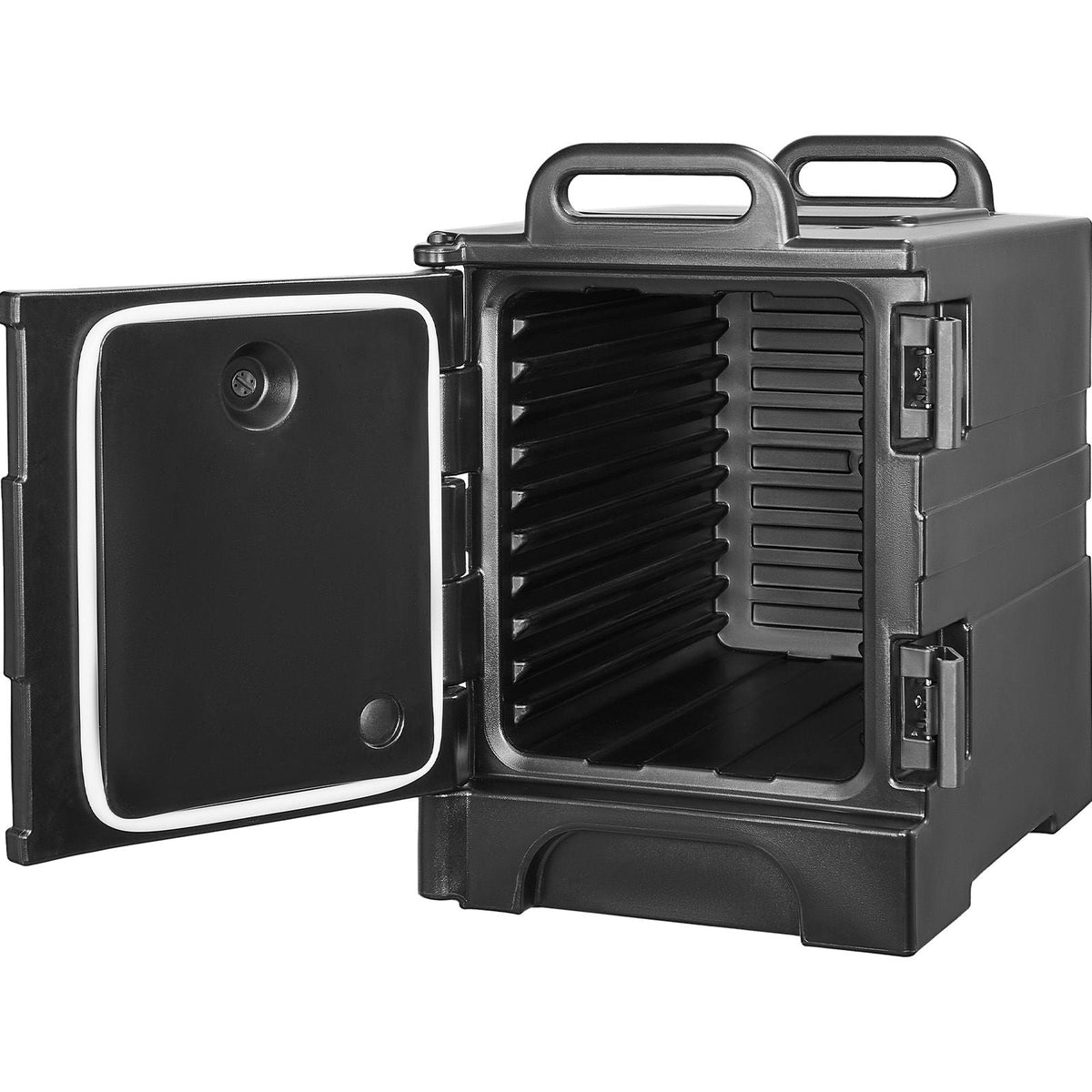 Insulated Food Pan Carrier, 81 Qt Hot Box for Catering, Food Box Carrier with Double Buckles, Front Loading Food Warmer with Handles, Stackable End Loader for Restaurant, Canteen