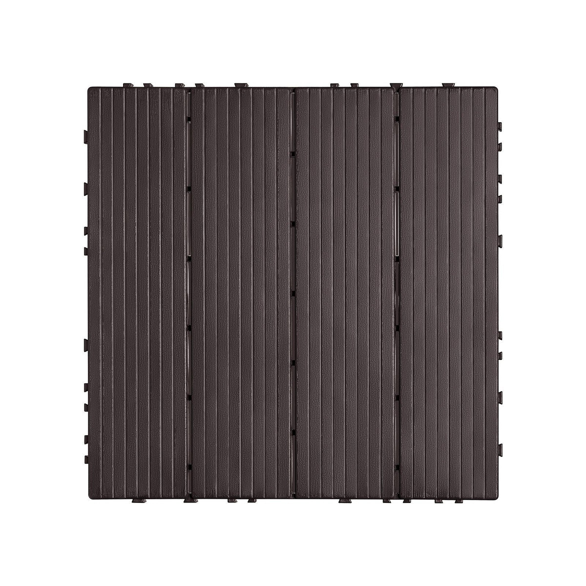Interlocking Deck Tiles, 54 Pack,12"x12" 54 sq. ft Plastic Waterproof Outdoor Flooring All Weather Use, Patio Floor Decking Covering Tiles for Porch Poolside Balcony Backyard, Dark Brown