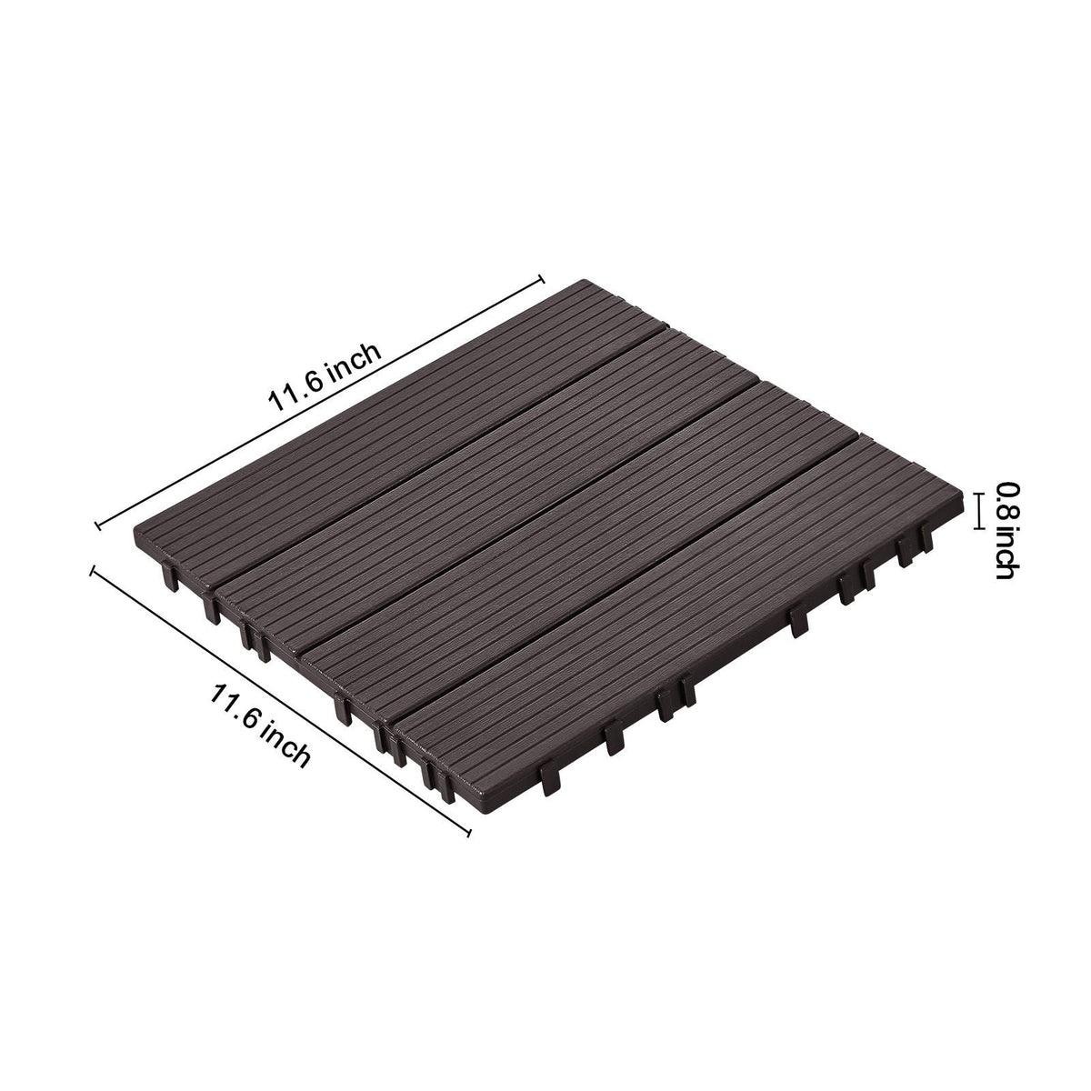 Interlocking Deck Tiles, 54 Pack,12"x12" 54 sq. ft Plastic Waterproof Outdoor Flooring All Weather Use, Patio Floor Decking Covering Tiles for Porch Poolside Balcony Backyard, Dark Brown