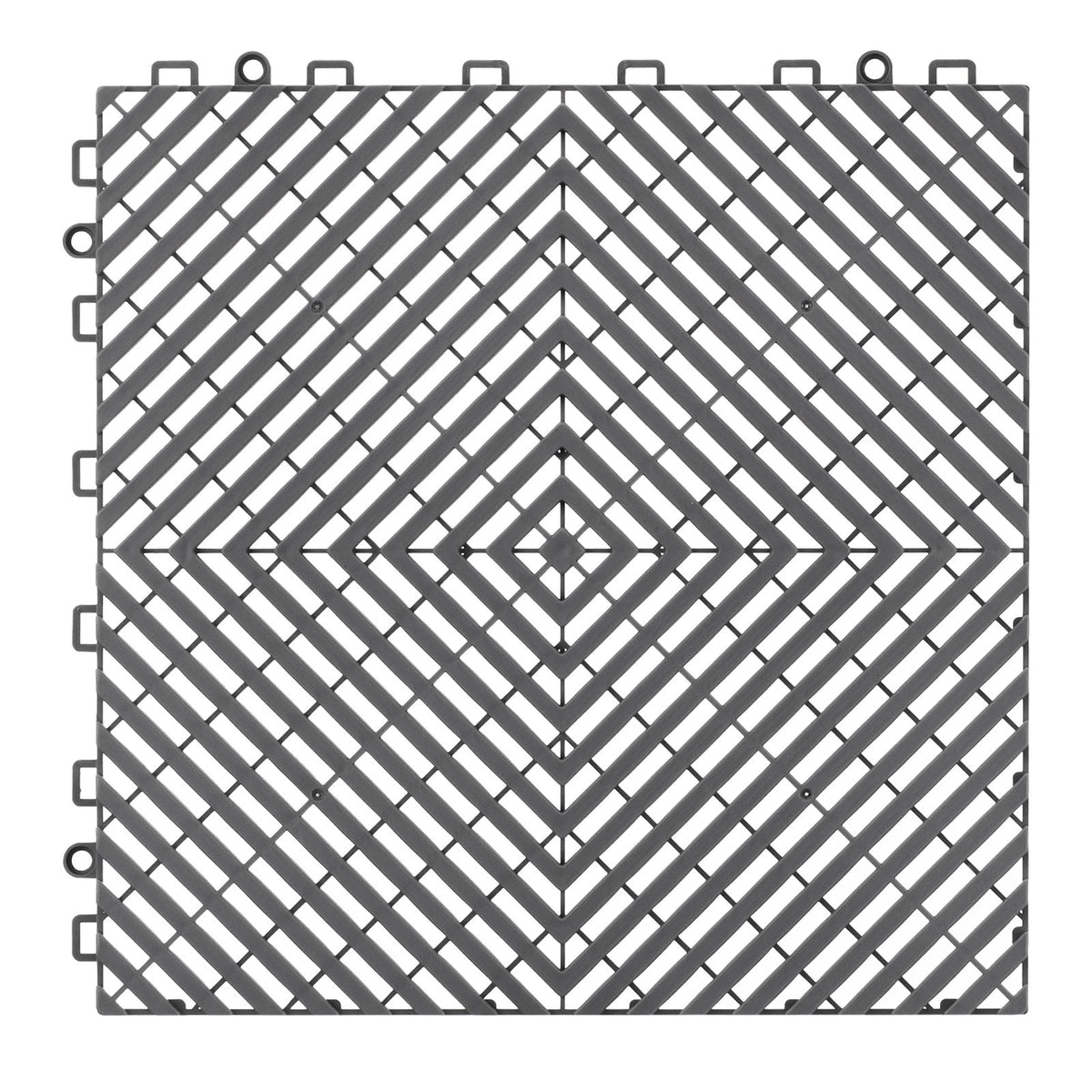 Interlocking Drainage Mat, 12' x 12' Modular Interlocking Cushion, 12 Pcs Splicing Drainage Mats, Non-Slip Gray PP Drainage Floor Tile and Shower Mat, for Garage, Garden, Kitchen & Outdoor