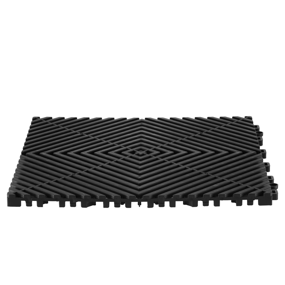 Interlocking Drainage Mat, 12' x 12' Modular Interlocking Cushion, 24 Pcs Splicing Drainage Mats, Non-Slip Black PP Drainage Floor Tile and Shower Mat, for Garage, Garden, Kitchen & Outdoor
