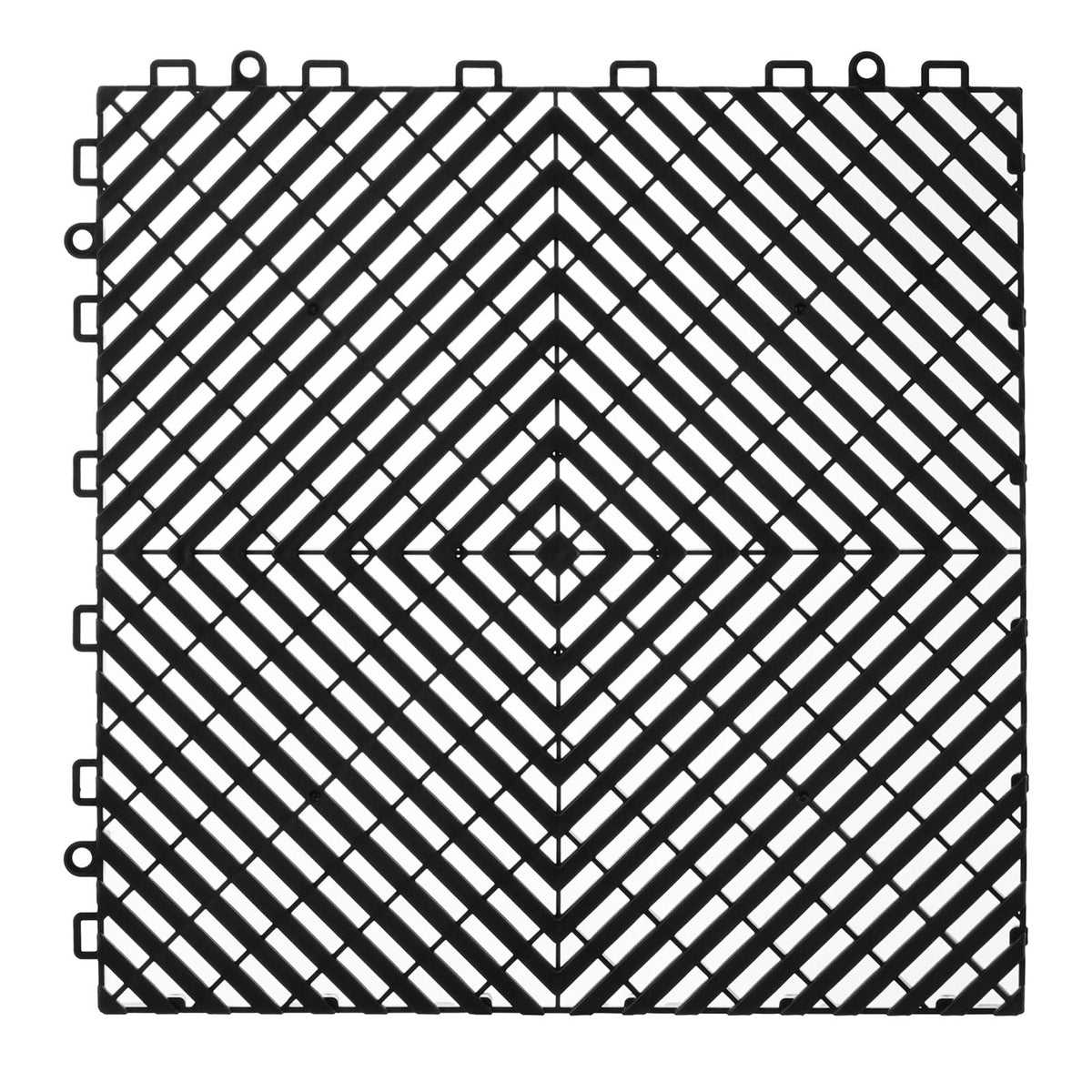 Interlocking Drainage Mat, 12' x 12' Modular Interlocking Cushion, 24 Pcs Splicing Drainage Mats, Non-Slip Black PP Drainage Floor Tile and Shower Mat, for Garage, Garden, Kitchen & Outdoor