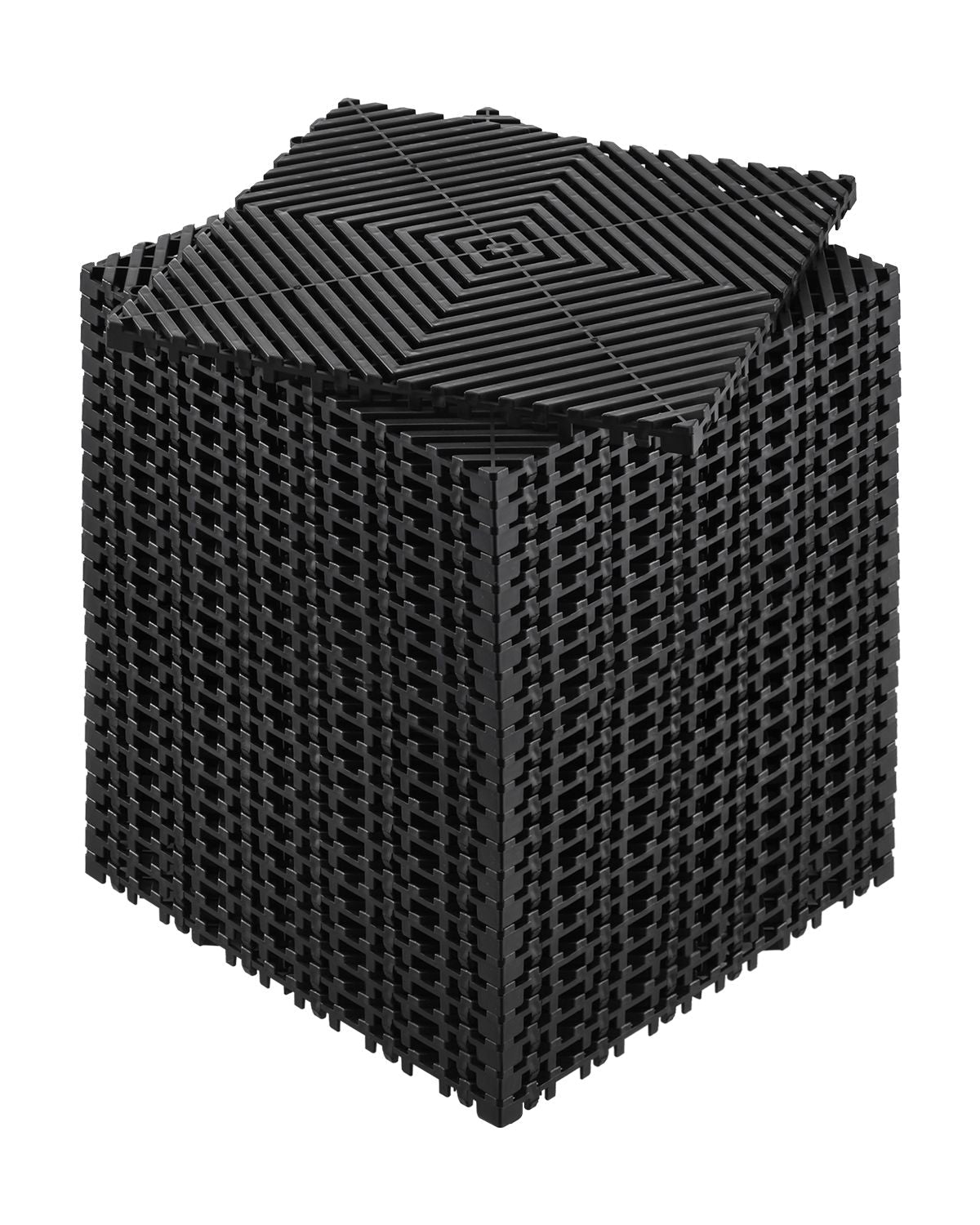 Interlocking Drainage Mat, 12' x 12' Modular Interlocking Cushion, 24 Pcs Splicing Drainage Mats, Non-Slip Black PP Drainage Floor Tile and Shower Mat, for Garage, Garden, Kitchen & Outdoor