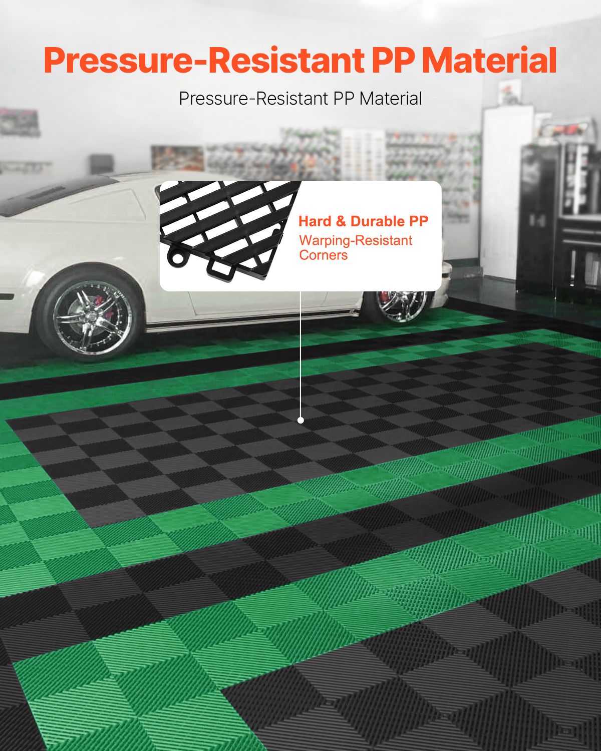 Interlocking Drainage Mat, 12' x 12' Modular Interlocking Cushion, 24 Pcs Splicing Drainage Mats, Non-Slip Black PP Drainage Floor Tile and Shower Mat, for Garage, Garden, Kitchen & Outdoor