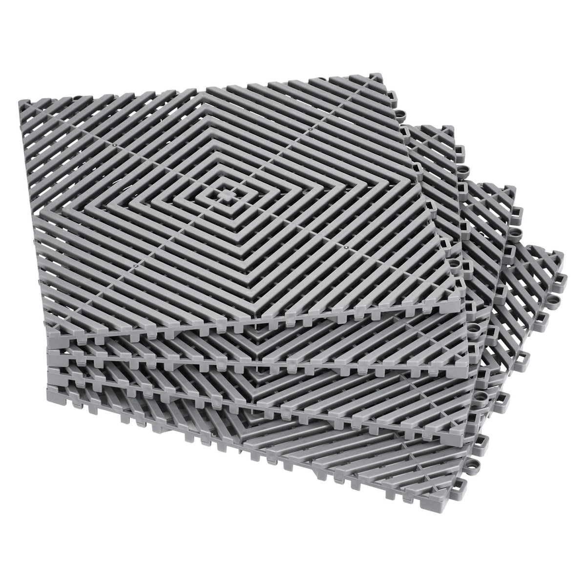 Interlocking Drainage Mat, 12' x 12' Modular Interlocking Cushion, 55 Pcs Splicing Drainage Mats, Non-Slip Gray PP Drainage Floor Tile and Shower Mat, for Garage, Garden, Kitchen & Outdoor
