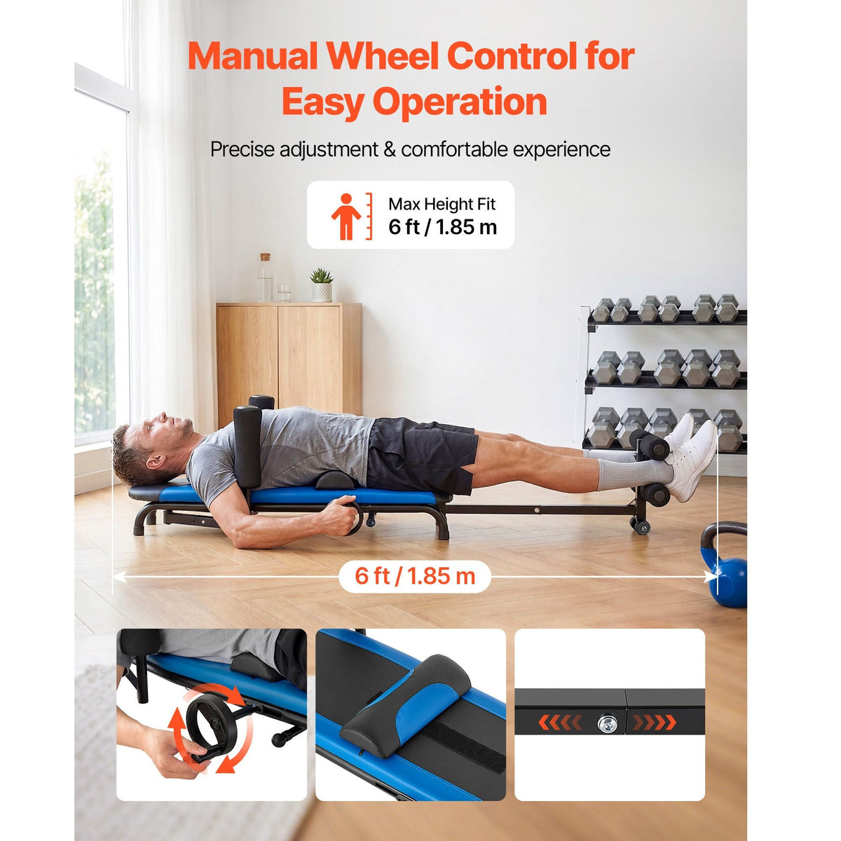 Inversion Table, 350 lbs Capacity Heavy Duty Back Inverter Stretcher, Inverted Table with Stable Structure, Adjustable Armrests, Decompression Tables for Shoulders, Neck, Back, Knees