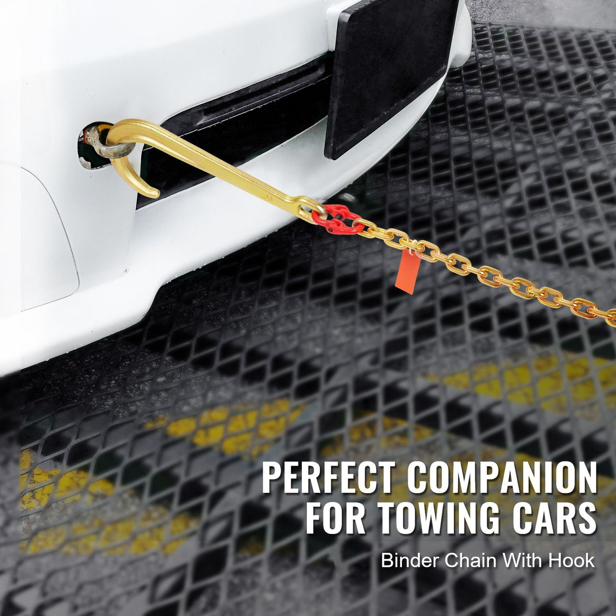 J Hook Chain, 5/16" x 6' G80 15" Long Shank J Hook Tow Chain with RTJ Cluster Hook & Grab Hook, 5400 lbs Safe Working Load, Heavy Duty Transport Truck Chain for Wrecker Recovery Trailer Towing