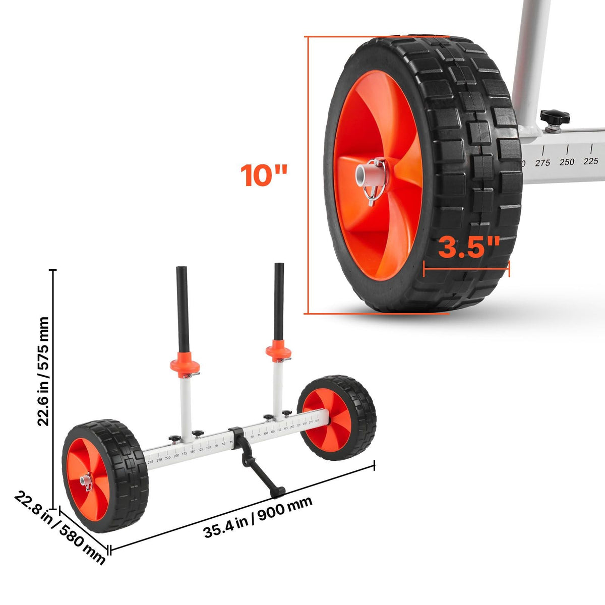 Kayak Cart, 230 lbs Load Capacity, Canoe Cart Dolly with 10-inch Solid PU Tires & Kickstand, Assembles & Disassembles Within Seconds, Paddle Board Trolley for Kayaks, Canoes, Paddleboards