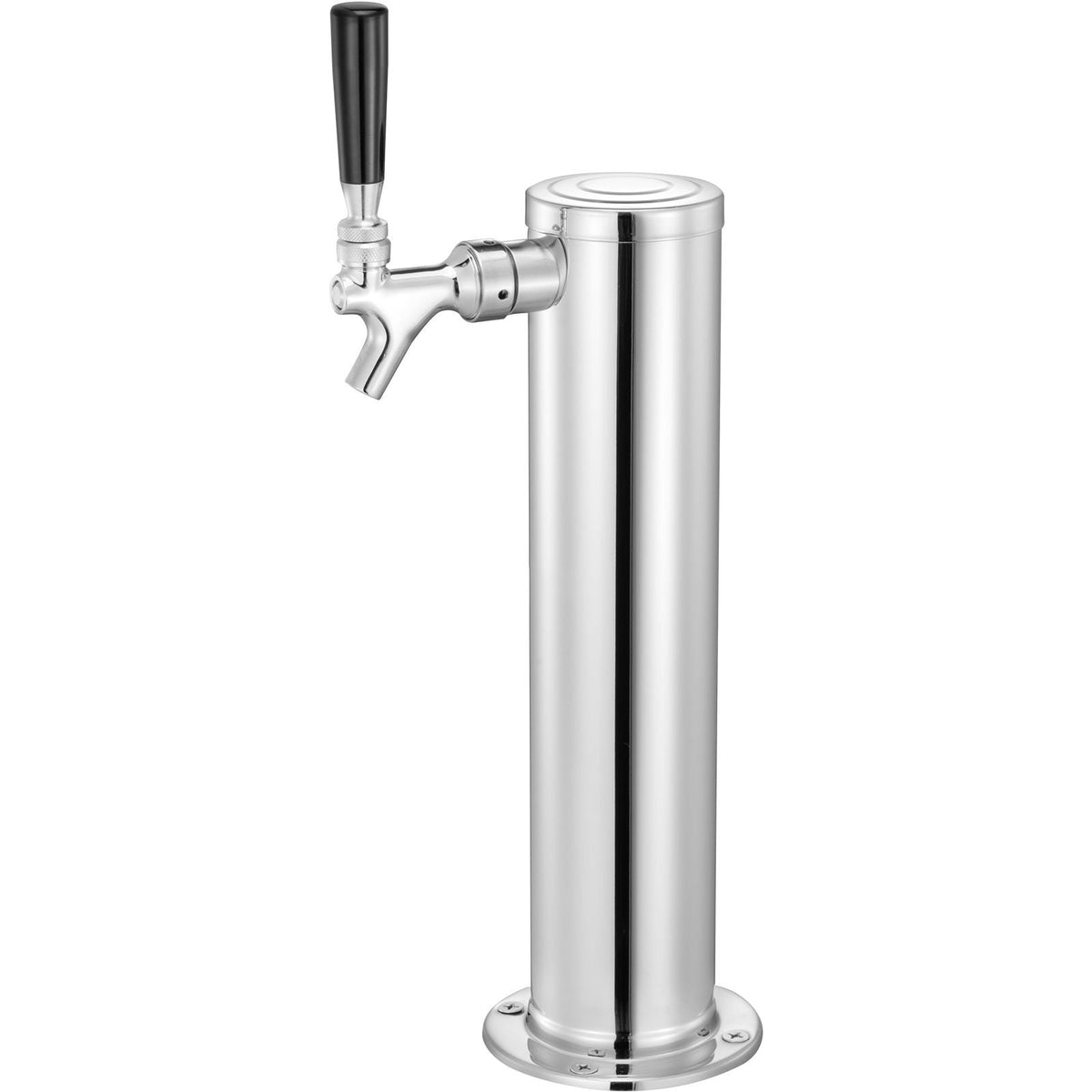 Kegerator Tower Kit, Single Tap Beer Conversion Kit, Stainless Steel Keg Beer Tower Dispenser with Dual Gauge CGA320 Regulator & D-System Keg Coupler, Self-Closing Spring for Party Bar Home