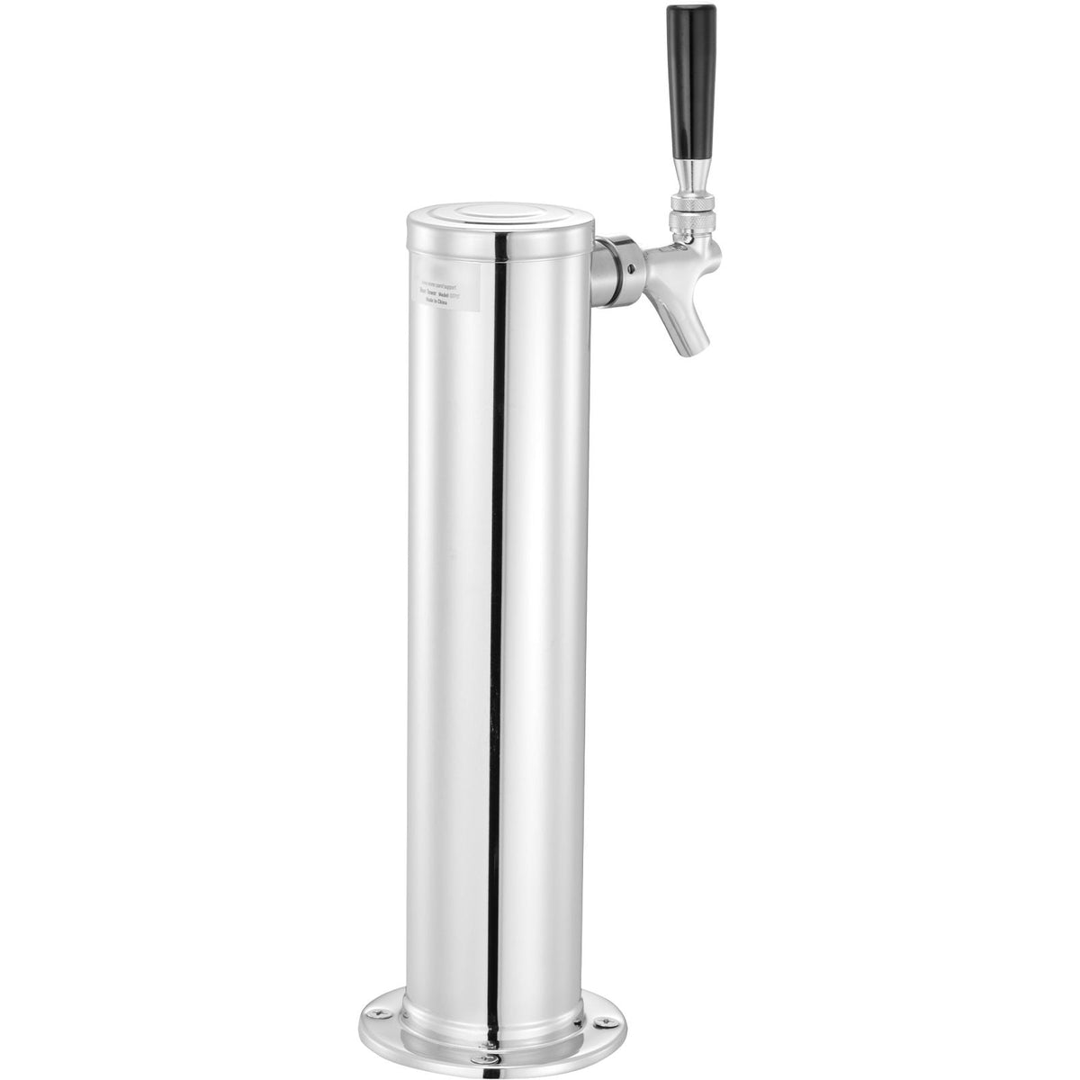 Kegerator Tower Kit, Single Tap Beer Conversion Kit, Stainless Steel Keg Beer Tower Dispenser with Dual Gauge CGA320 Regulator & D-System Keg Coupler, Self-Closing Spring for Party Bar Home