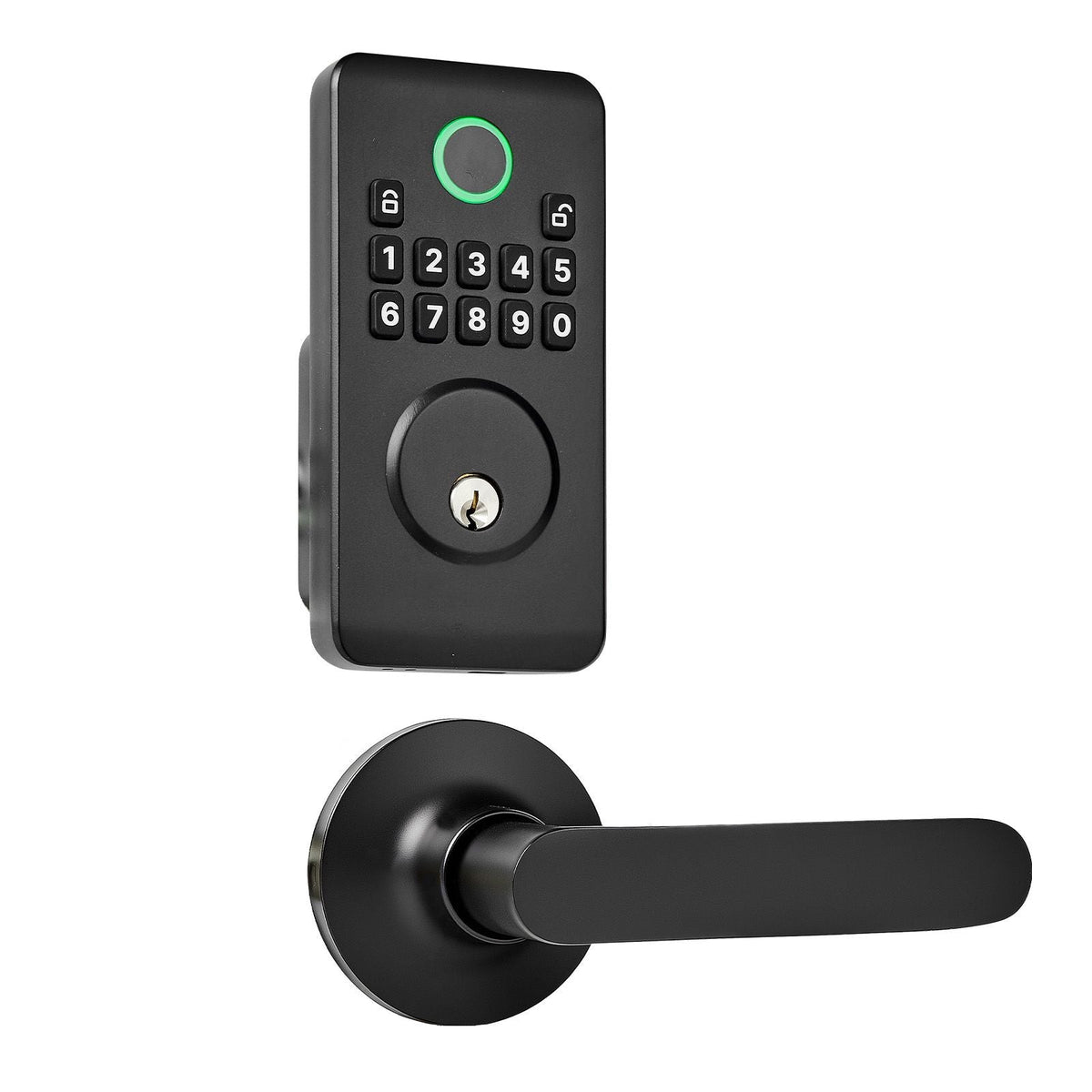 Keyless Entry Door Lock with Handle Set, Electronic Keypad Deadbolt with Lever Handles, Pioneering Easy-Grip Design, Customizable User Codes, Keyed Entry, Auto Lock, Anti-Peeking, Matte Black