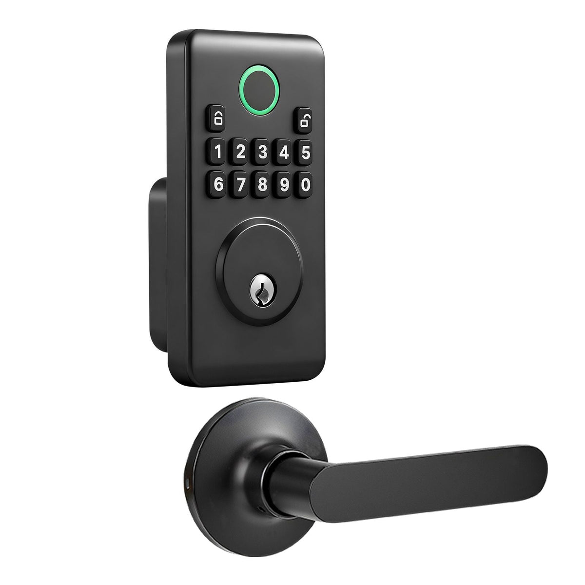 Keyless Entry Door Lock with Handle Set, Electronic Keypad Deadbolt with Lever Handles, Pioneering Easy-Grip Design, Customizable User Codes, Keyed Entry, Auto Lock, Anti-Peeking, Matte Black