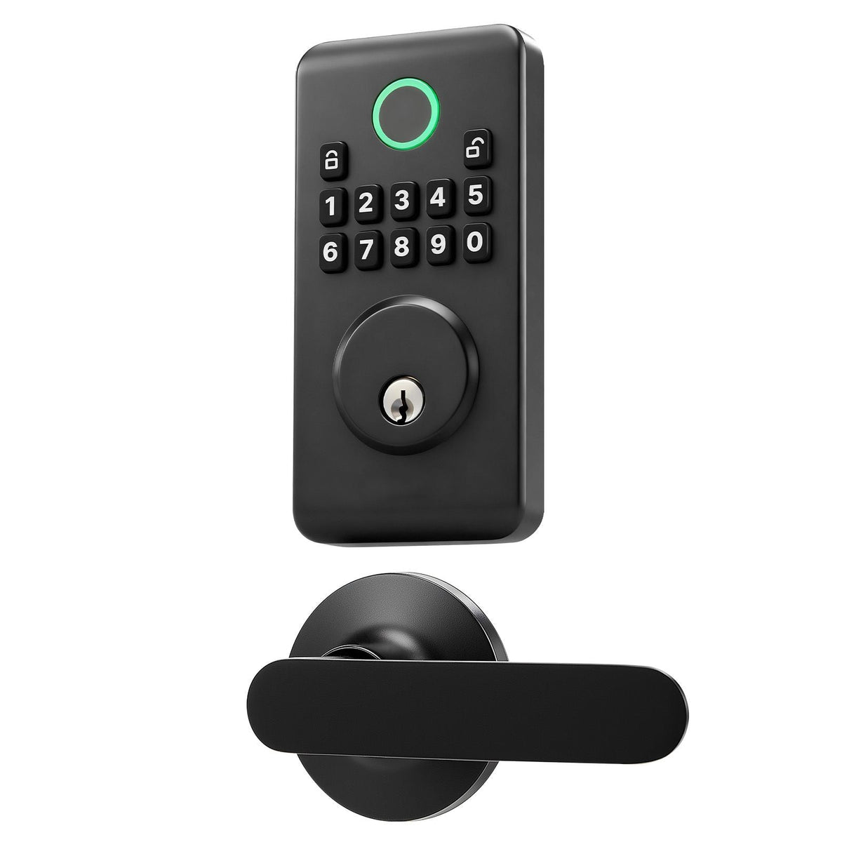 Keyless Entry Door Lock with Handle Set, Electronic Keypad Deadbolt with Lever Handles, Pioneering Easy-Grip Design, Customizable User Codes, Keyed Entry, Auto Lock, Anti-Peeking, Matte Black