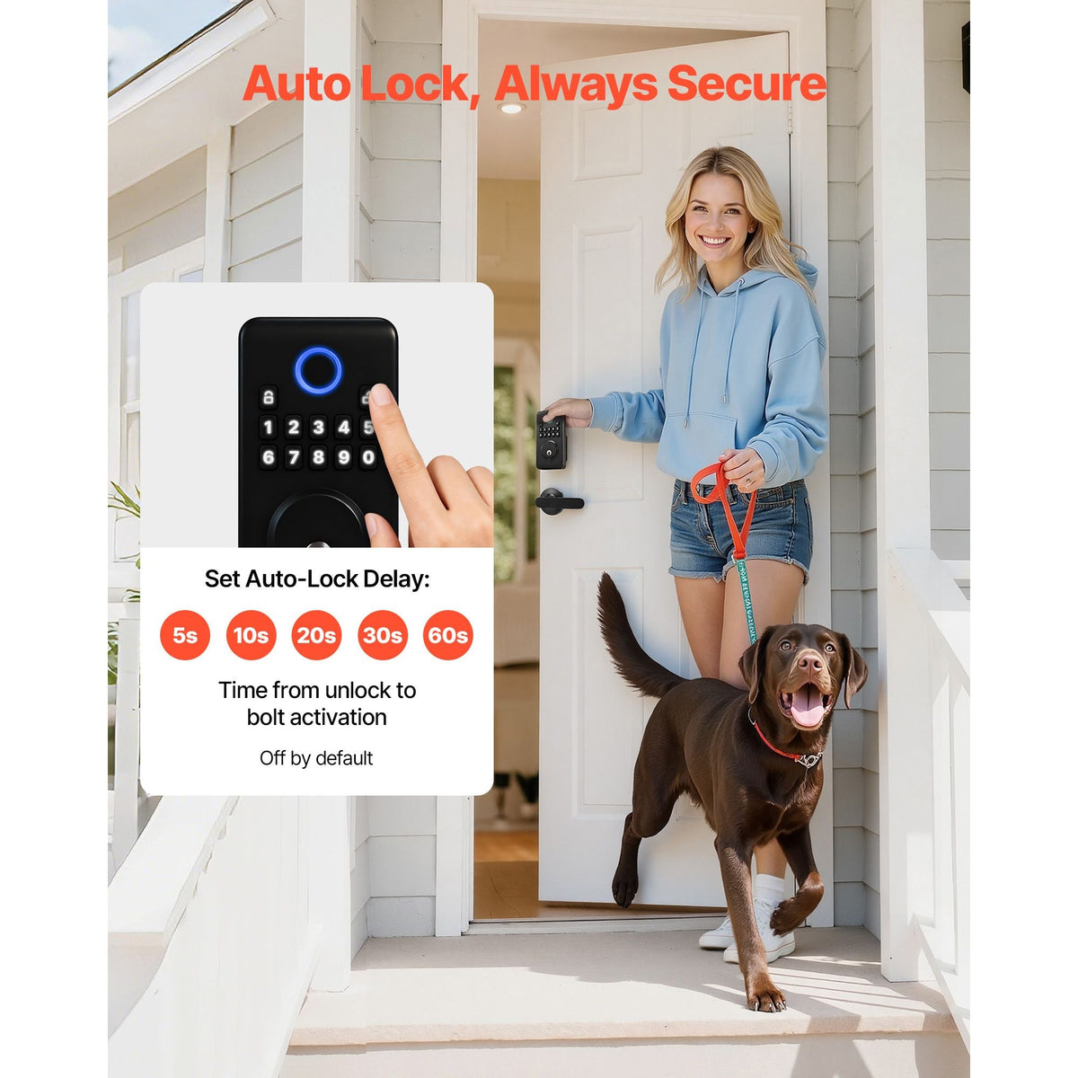 Keyless Entry Door Lock with Handle Set, Electronic Keypad Deadbolt with Lever Handles, Pioneering Easy-Grip Design, Customizable User Codes, Keyed Entry, Auto Lock, Anti-Peeking, Matte Black