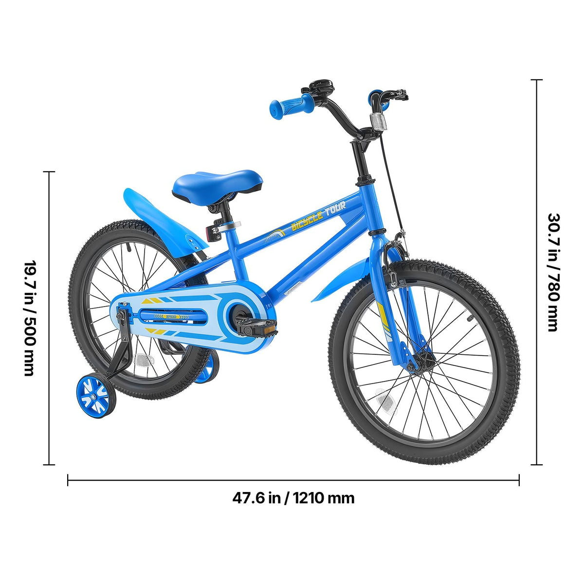 Kids Bike, 18 Inches BMX Style Children Bicycle, Rider Height 3.61 ft - 4.59 ft, Training Wheels Included, Sturdy and Easy to Assemble, Toddler Bike for Boys & Girls Learning to Ride, Blue