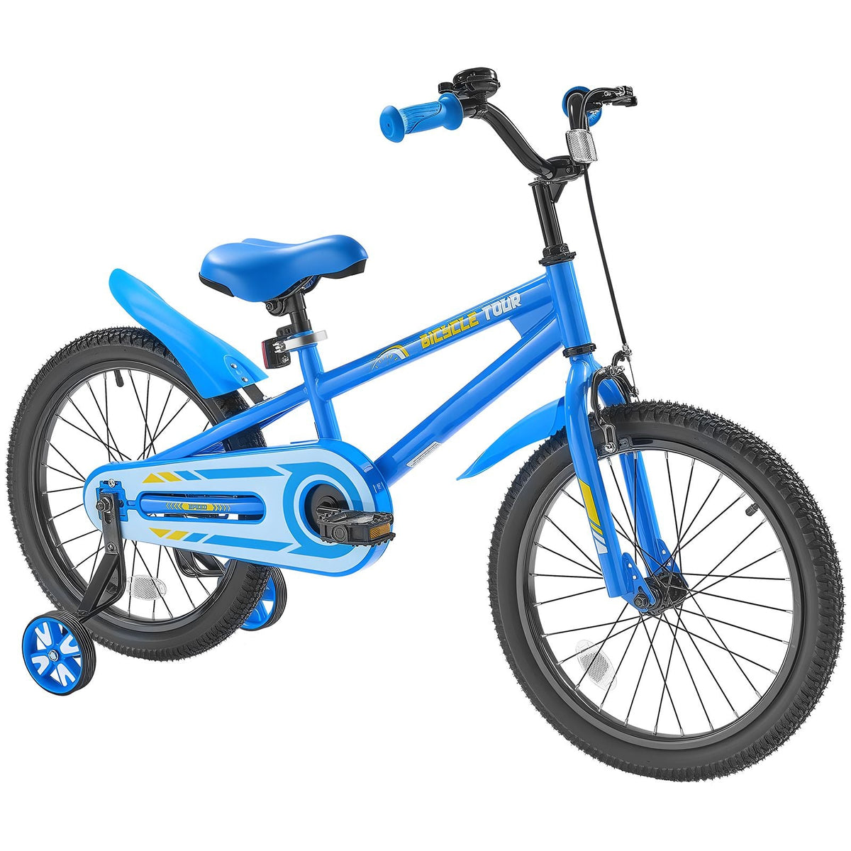 Kids Bike, 18 Inches BMX Style Children Bicycle, Rider Height 3.61 ft - 4.59 ft, Training Wheels Included, Sturdy and Easy to Assemble, Toddler Bike for Boys & Girls Learning to Ride, Blue