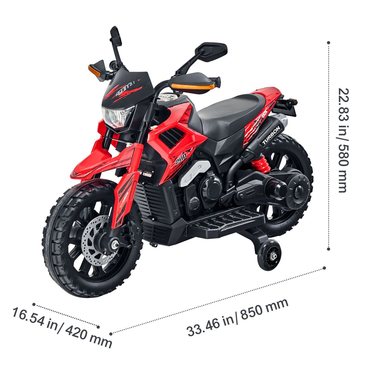 Kids Ride On Motorcycle, 12V Battery Powered Electric Motorcycle with Speed Up to 3mph, Detachable Training Wheels, Headlight, LED Light, Music, Bluetooth, Gift for Children Boys Girls Aged 3-4