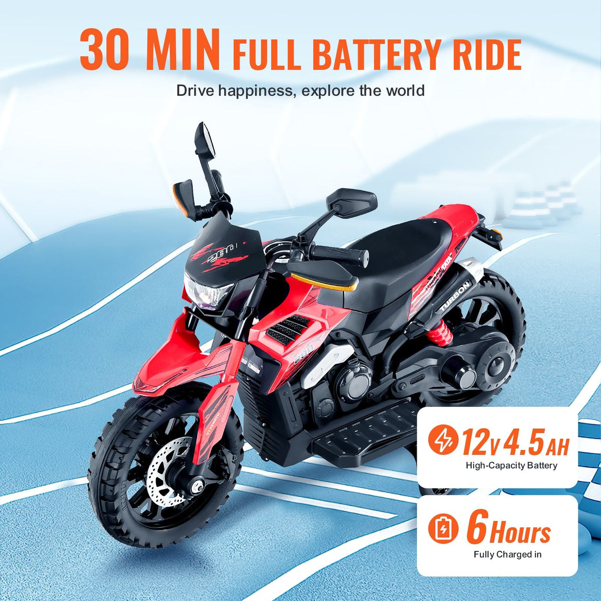 Kids Ride On Motorcycle, 12V Battery Powered Electric Motorcycle with Speed Up to 3mph, Detachable Training Wheels, Headlight, LED Light, Music, Bluetooth, Gift for Children Boys Girls Aged 3-4