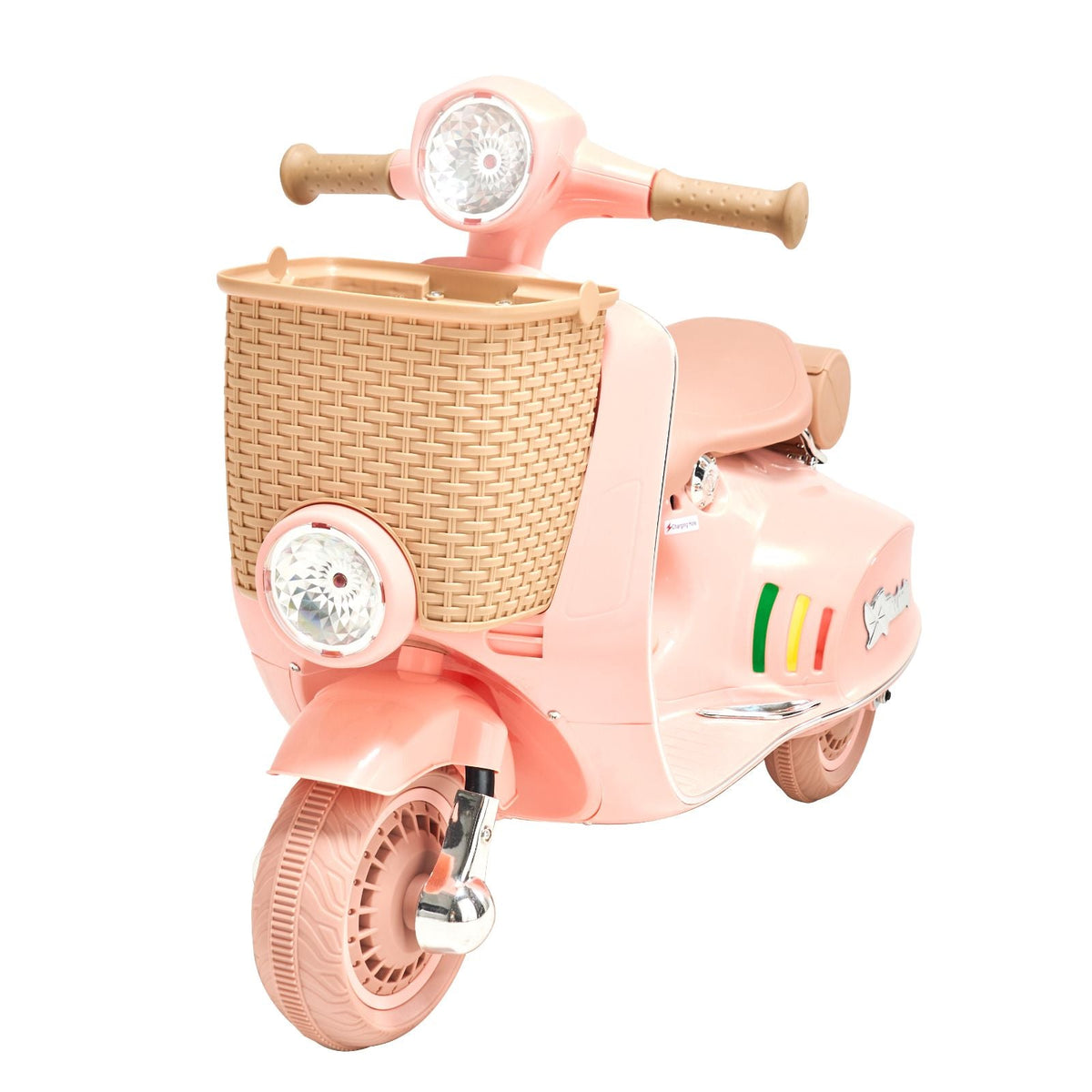 Kids Ride On Motorcycle, 6V Battery Powered Electric Motorcycle Trike with Speed Up to 2mph, Headlight, LED Light, Music, Bluetooth, Basket, 3 Wheel Ride on Toys for Children Boys Girls Aged 3-4