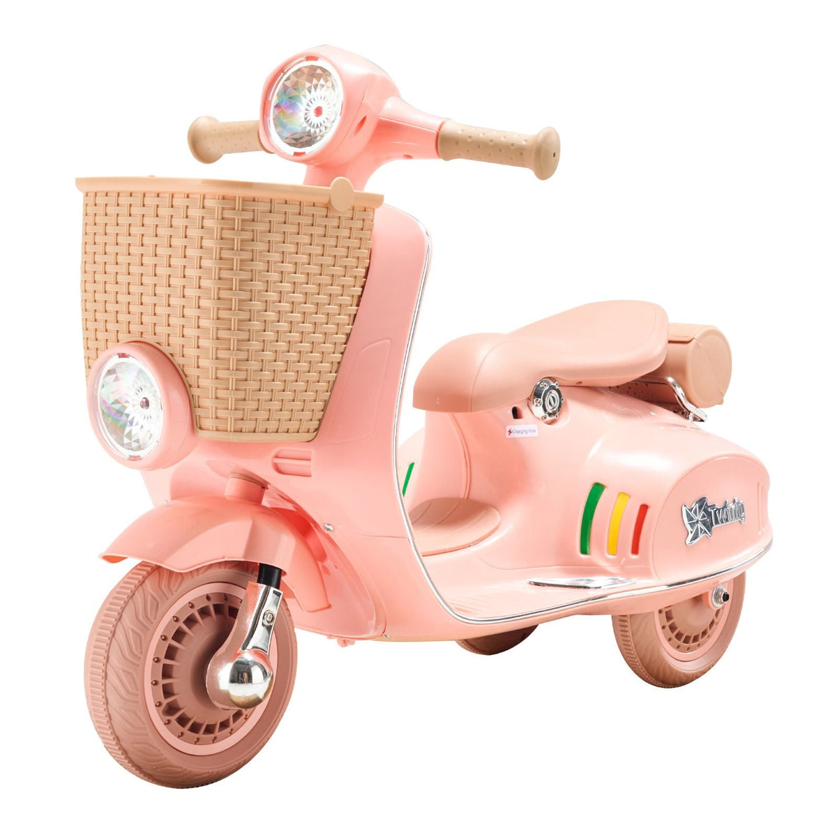Kids Ride On Motorcycle, 6V Battery Powered Electric Motorcycle Trike with Speed Up to 2mph, Headlight, LED Light, Music, Bluetooth, Basket, 3 Wheel Ride on Toys for Children Boys Girls Aged 3-4