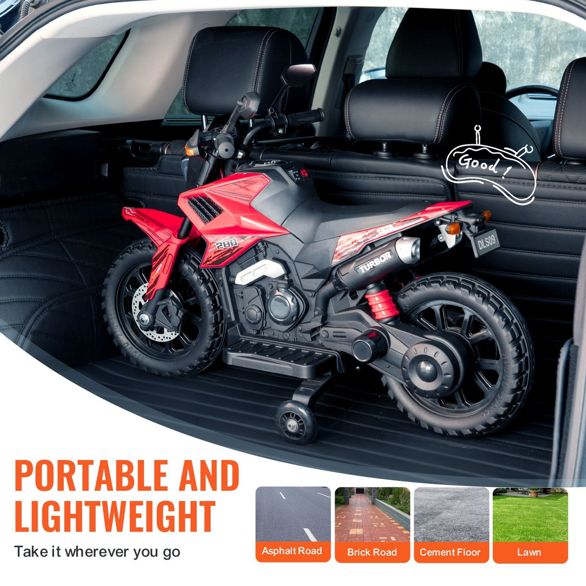 Kids Ride On Motorcycle, 6V Battery Powered Electric Motorcycle with Speed Up to 3mph, Detachable Training Wheels, Headlight, LED Light, Music, Bluetooth, Gift for Children Boys Girls Aged 3-4