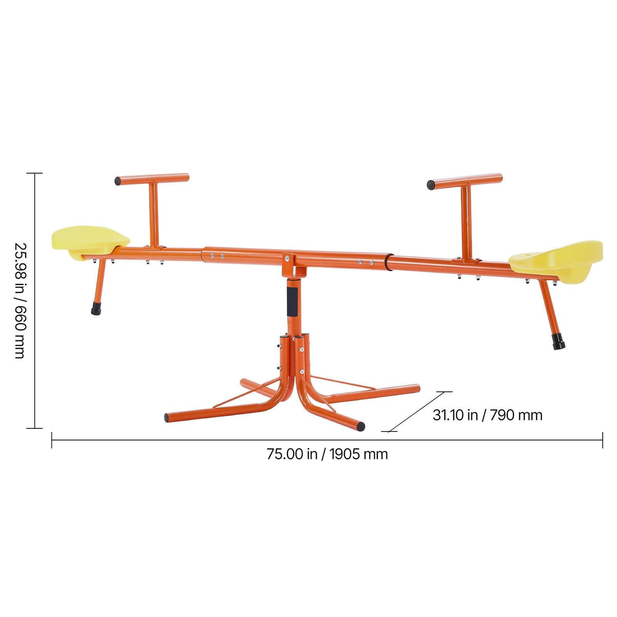 Kids Seesaw, 100 lbs Load Capacity per Seat, Sit and Spin Teeter Totter with 4-prong Support Legs, Kids Outdoor Playground Equipment, Swiveling 360 Degrees Rotating for Children Aged 3+