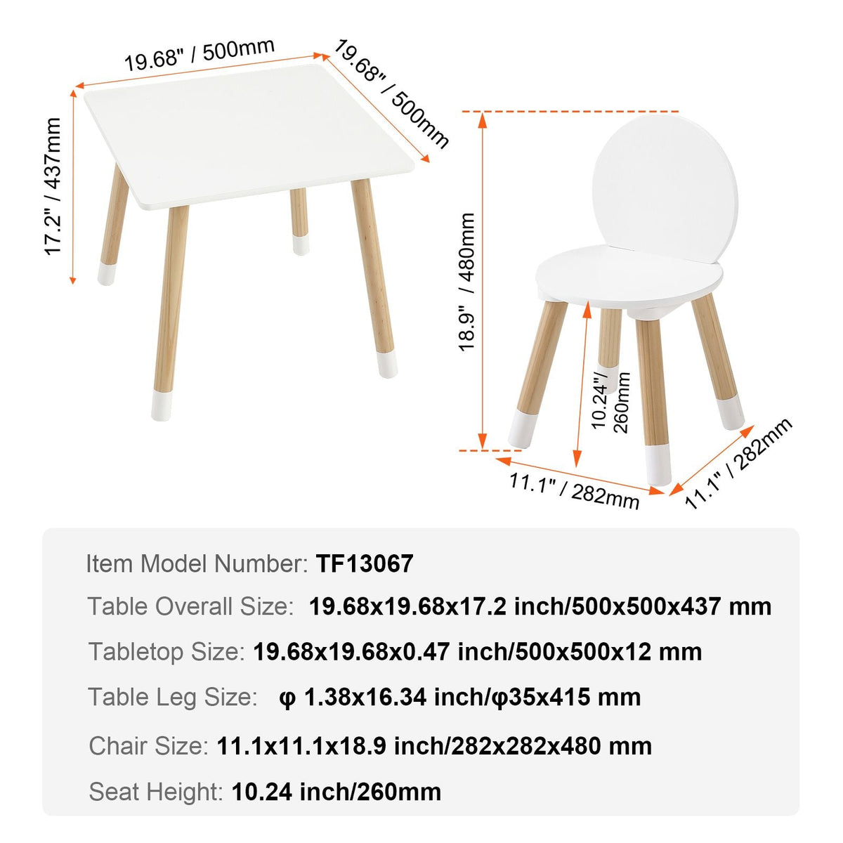 Kids Table and 2 Chairs Set, Toddler Table and Chair Set, Children Multi-Activity Table for Art, Craft, Reading, Learning, 1 Table and 2 Chairs