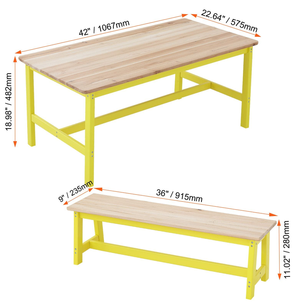 Kids Table and Bench Set, Toddler Table and Chair Set of 3, Wood Activity Table for Art, Craft, Reading, Learning