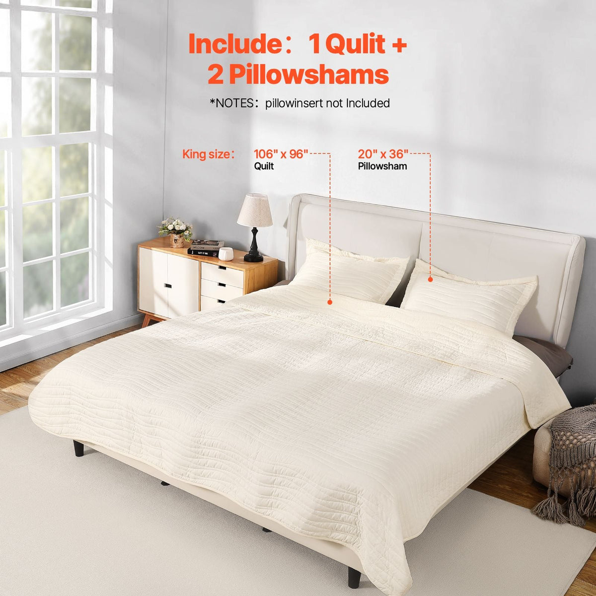 King Quilt Set, 3-Piece Lightweight Comforter, Microfiber King Size Bedding Set, Beige Bedspreads with 1 Quilt and 2 Pillow Shams, Lightweight Bedspread Coverlet Bedding Set, for All Season