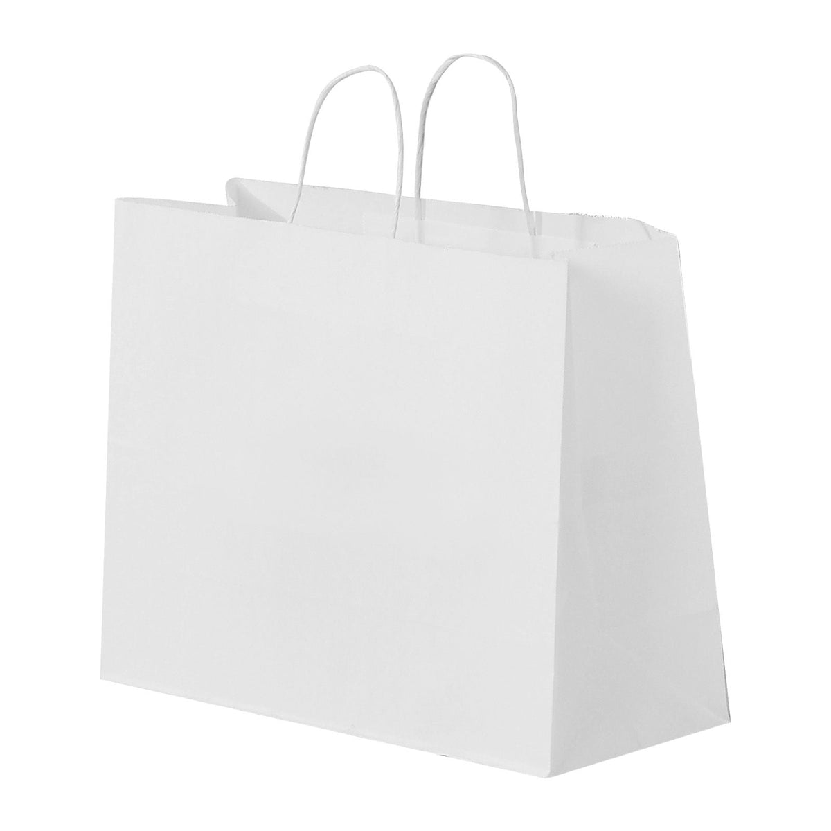 Kraft Paper Bags with Handles, 50Pcs 16 x 6 x 12 in, Large Paper Grocery Bags, Reusable & Recycled Take-Out Sacks, Plain Party Bag Bulk for Birthday, Wedding, Business, Goody, White