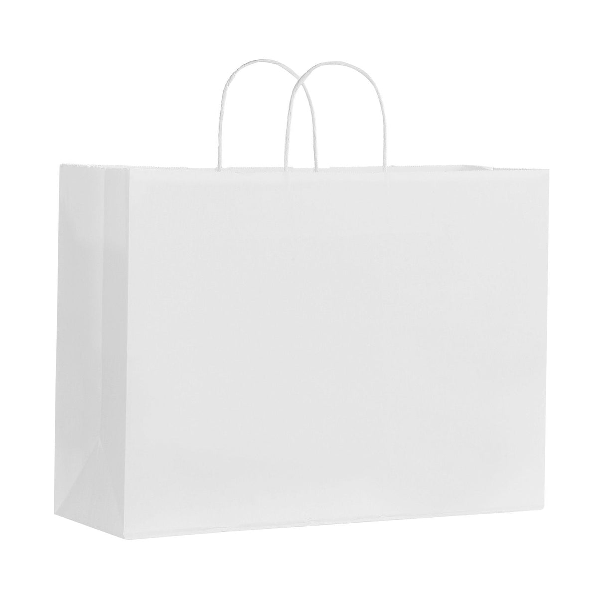 Kraft Paper Bags with Handles, 50Pcs 16 x 6 x 12 in, Large Paper Grocery Bags, Reusable & Recycled Take-Out Sacks, Plain Party Bag Bulk for Birthday, Wedding, Business, Goody, White