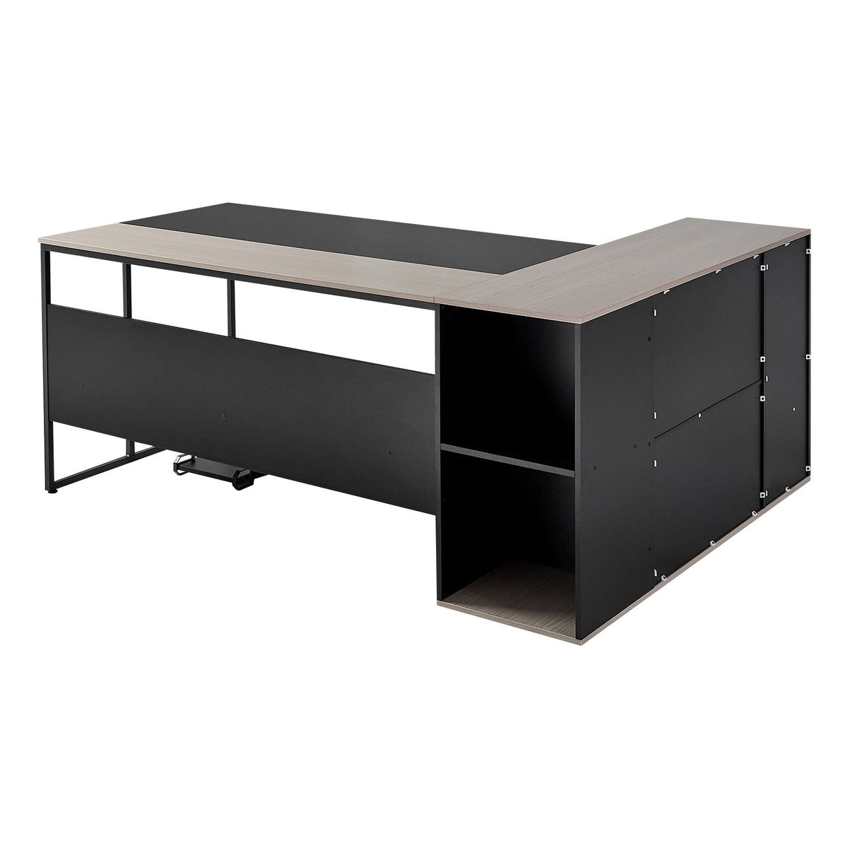 L-Shaped Executive Desk, Large Modern Office Table with Drawers & Storage Cabinet, Heavy Duty Wooden Executive Table with CPU Stand, 350 LBS Load Capacity, Easy Assembly, for Work Study Writing