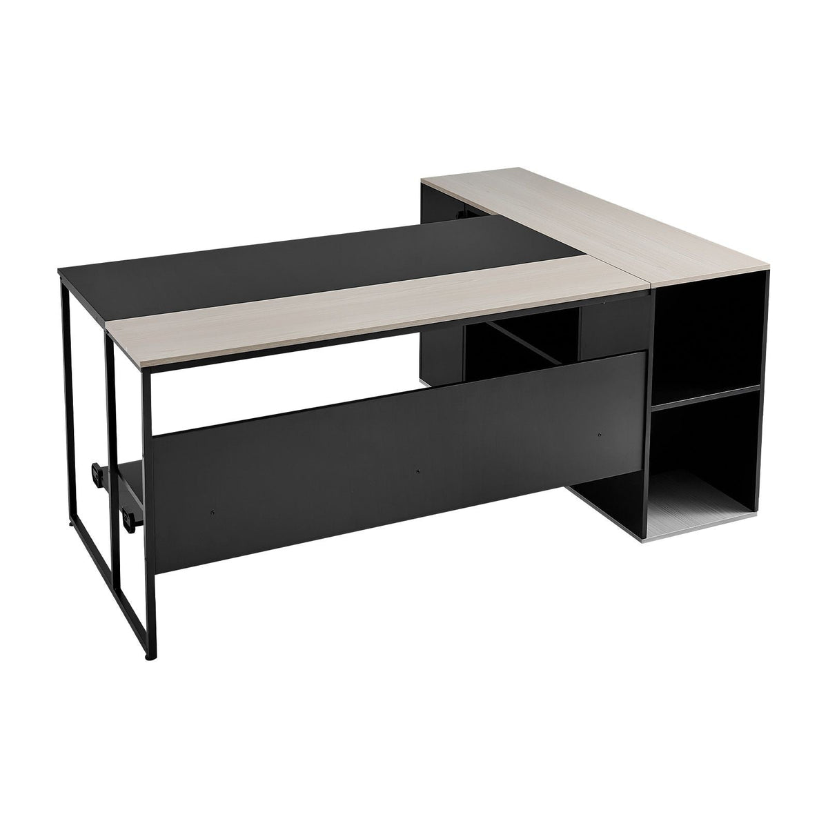 L-Shaped Executive Desk, Large Modern Office Table with Drawers & Storage Cabinet, Heavy Duty Wooden Executive Table with CPU Stand, 350 LBS Load Capacity, Easy Assembly, for Work Study Writing