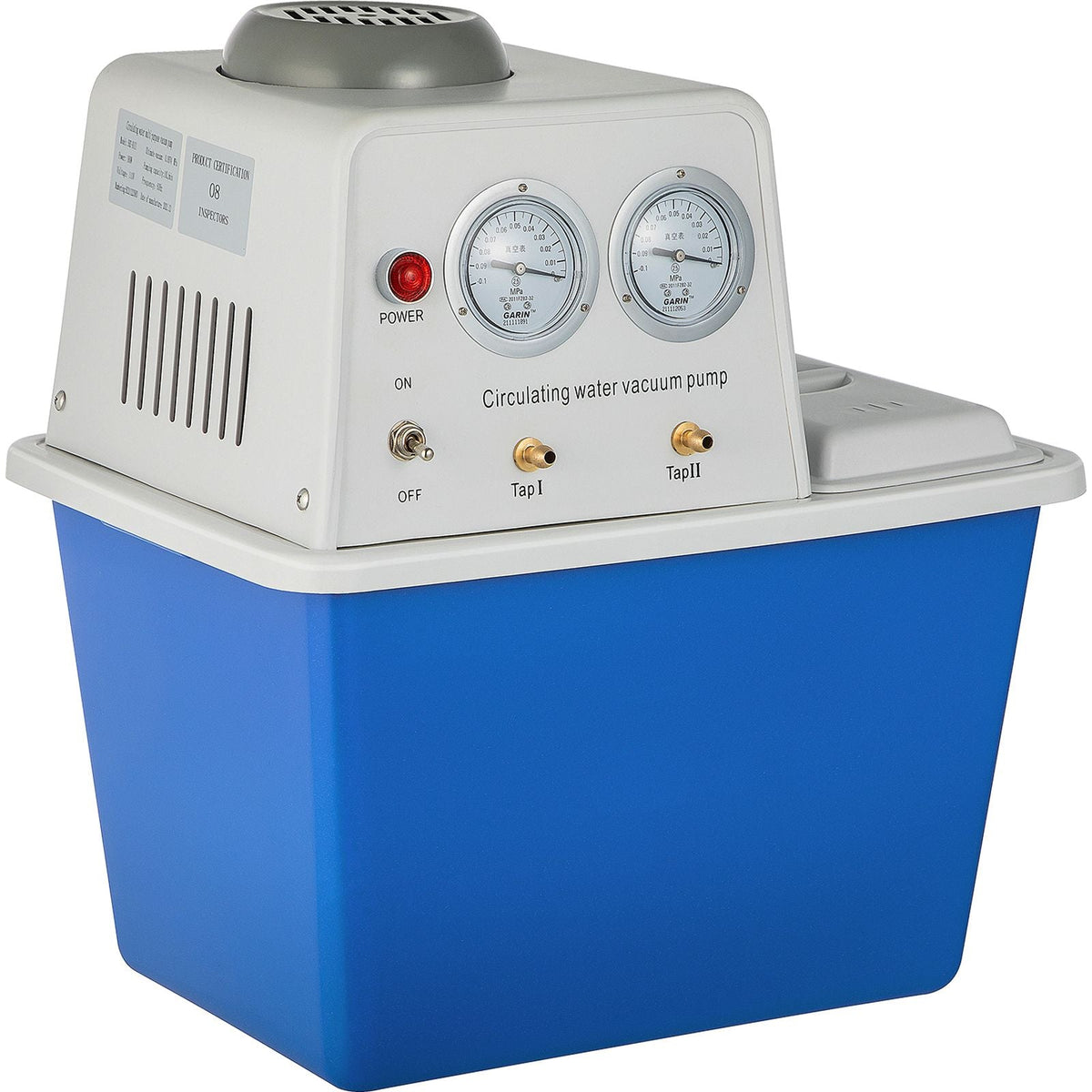 Lab Multi-Purpose Water Circulating Vacuum Pump,15L, with 2 Off-Gas Taps,Stainless Vacuum Pump 180W 110V,Anti-Corrosion Pump Lab Chemistry Equipment