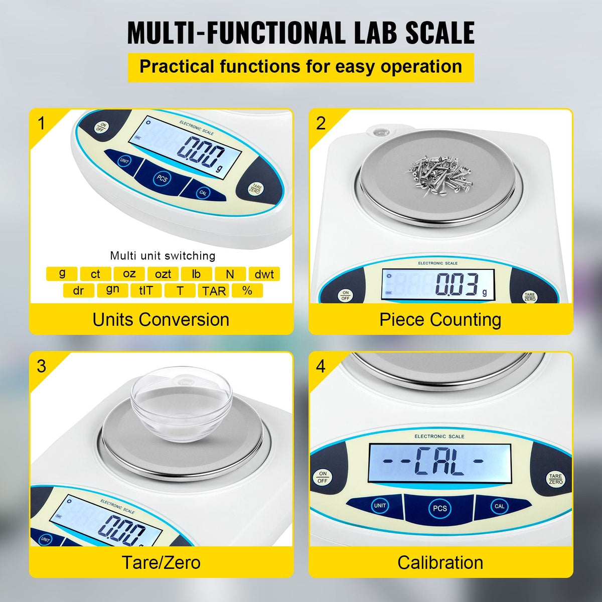 Lab Scale Analytical Balance, 3000g x 0.01g Accuracy High Precision Lab Scale 13 Units Conversion Scientific Digital Laboratory Balance Scale for Lab, Jewelry, Industrial, Business(3000g, 0.01g)