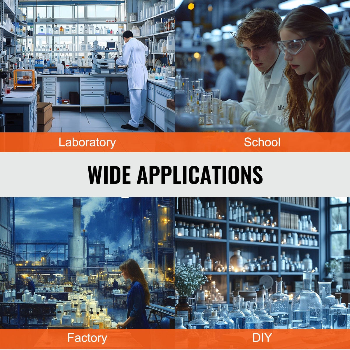 Lab Stand Support, Laboratory Retort Support Stand 2 Sets, Steel Lab Stand 23.6" Rod and 8.3" x 5.3" Cast Iron Base, Includes Flask Clamps, Burette Clamps and Cross Clamps