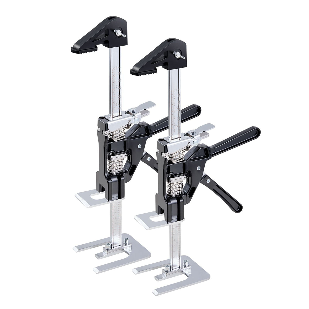 Labor Saving Arm Jack, 2 PCS 440 lbs Bearing Capacity, Lifting up to 9.3", Metal Hand Lifting Jack Tool with Magnetic Level, 2 Adjustment Modes, for Door, Window, Furniture, Woodworking, Black