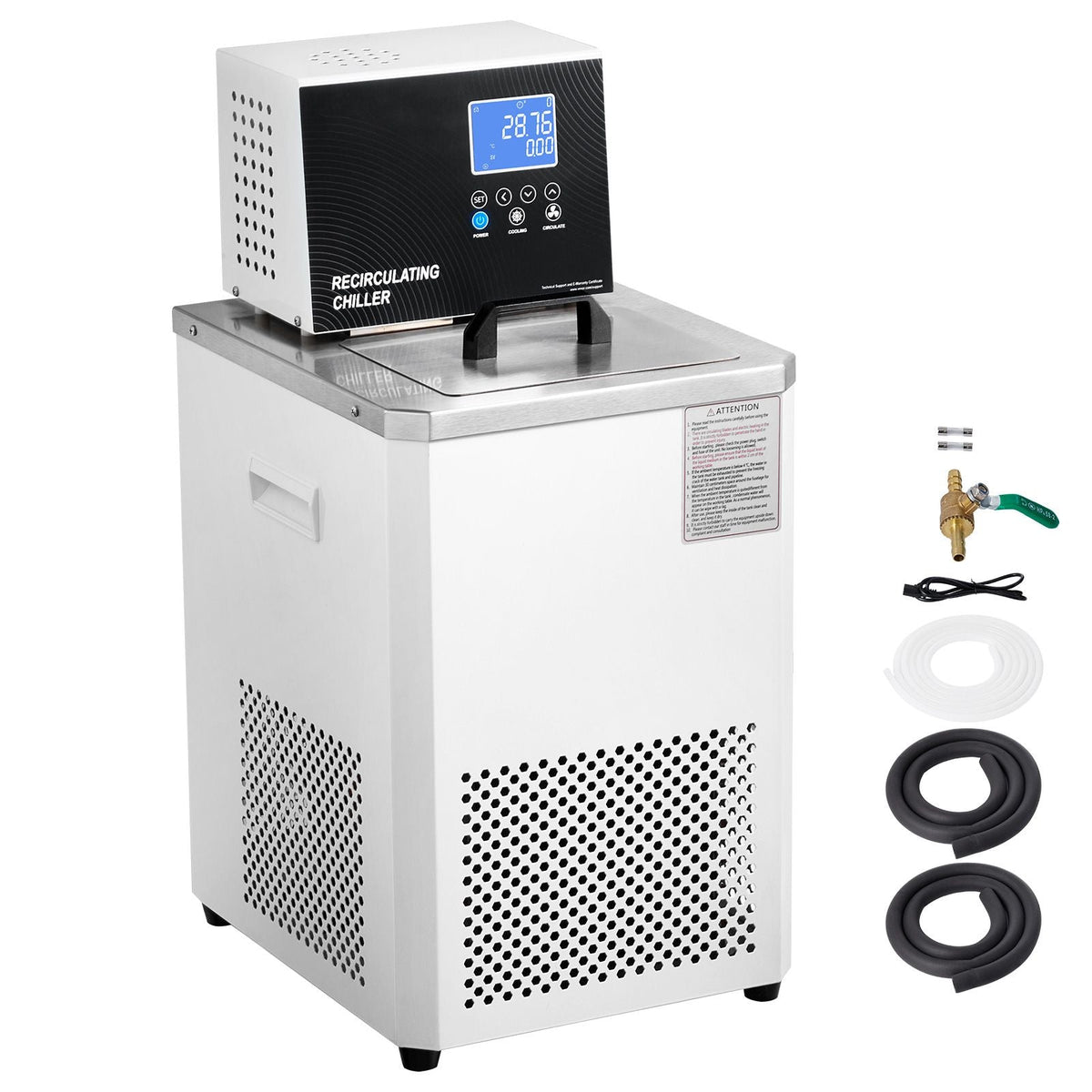 Laboratory Chiller Circulator, 6L Chiller Lab Low Temperature Cooling Liquid, -4 to 212 F Circulator Pump Chiller, LCD Display, 304 Stainless Steel Water Bath Recirculating Water Cooling Chiller
