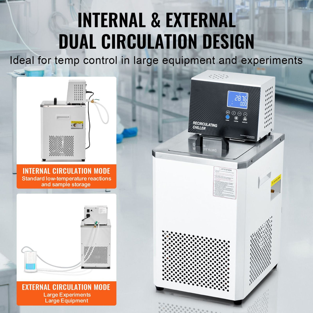 Laboratory Chiller Circulator, 6L Chiller Lab Low Temperature Cooling Liquid, -4 to 212 F Circulator Pump Chiller, LCD Display, 304 Stainless Steel Water Bath Recirculating Water Cooling Chiller