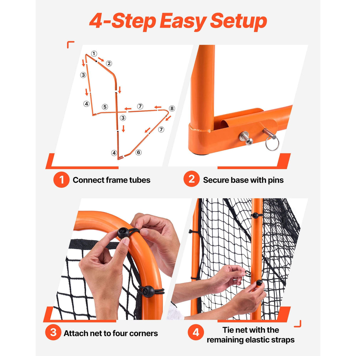 Lacrosse Goal, 6' x 6' Lacrosse Net, Folding Portable Backyard Lacrosse Training Equipment, Steel Frame Training Net, Quick & Easy Setup Lacrosse Goal, Perfect for Youth Adult Training, Orange