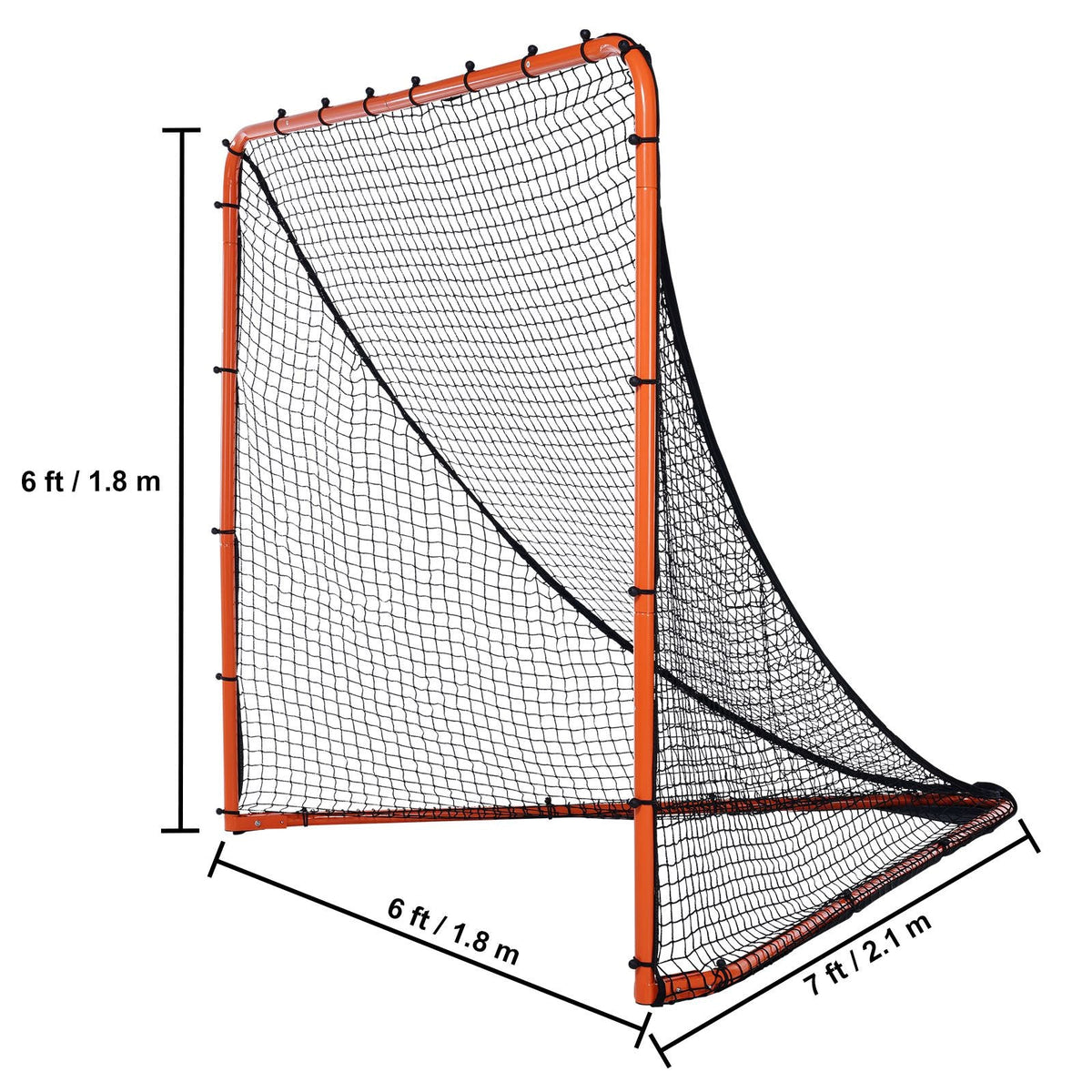 Lacrosse Goal, 6' x 6' Lacrosse Net, Folding Portable Backyard Lacrosse Training Equipment, Steel Frame Training Net, Quick & Easy Setup Lacrosse Goal, Perfect for Youth Adult Training, Orange
